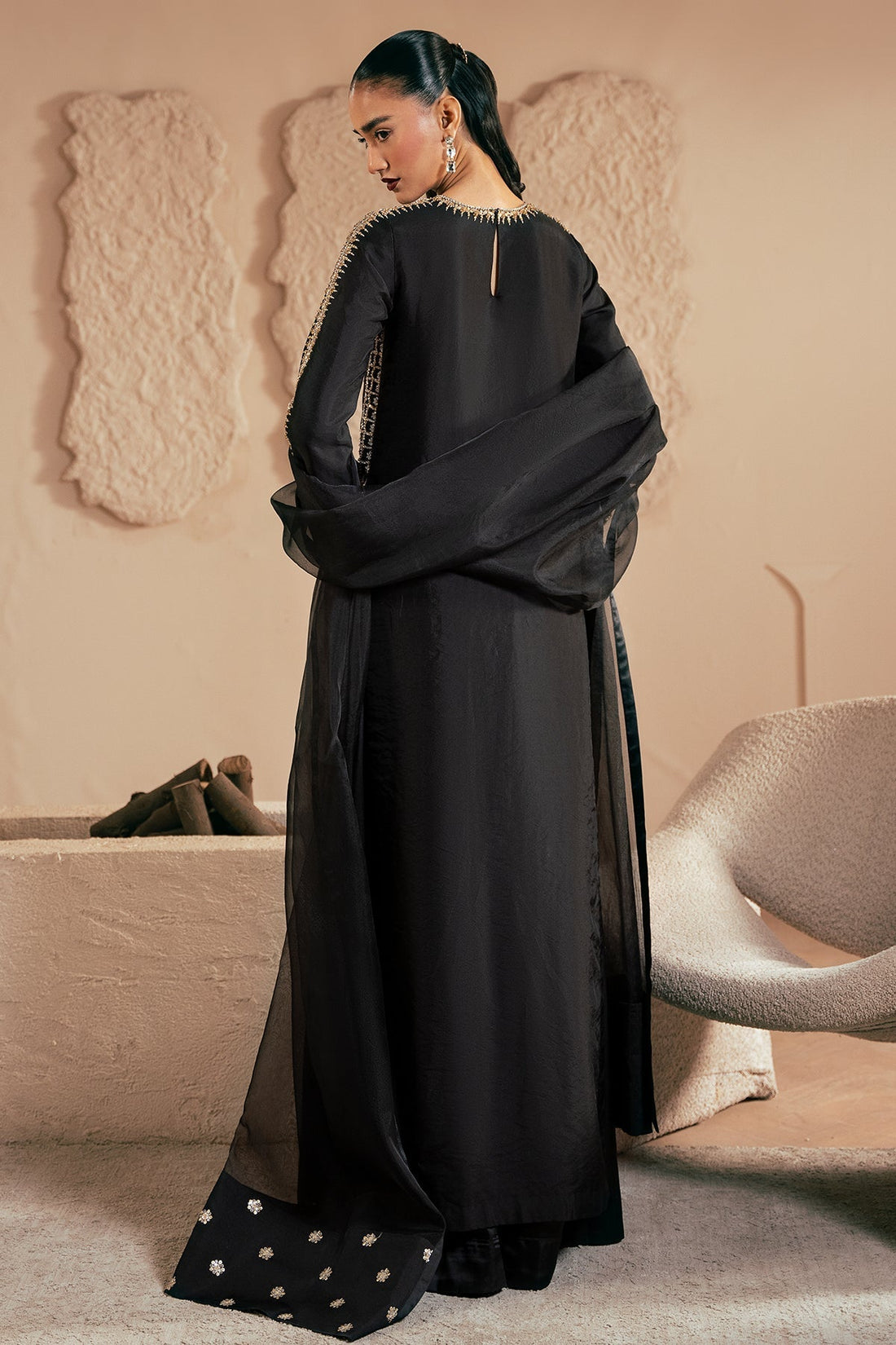 Mina Kashif | Emilie Formals | Black Noir - by Libasekhas UK - Registered Vendor of : Mina Kashif - 100% Original Designer Dress