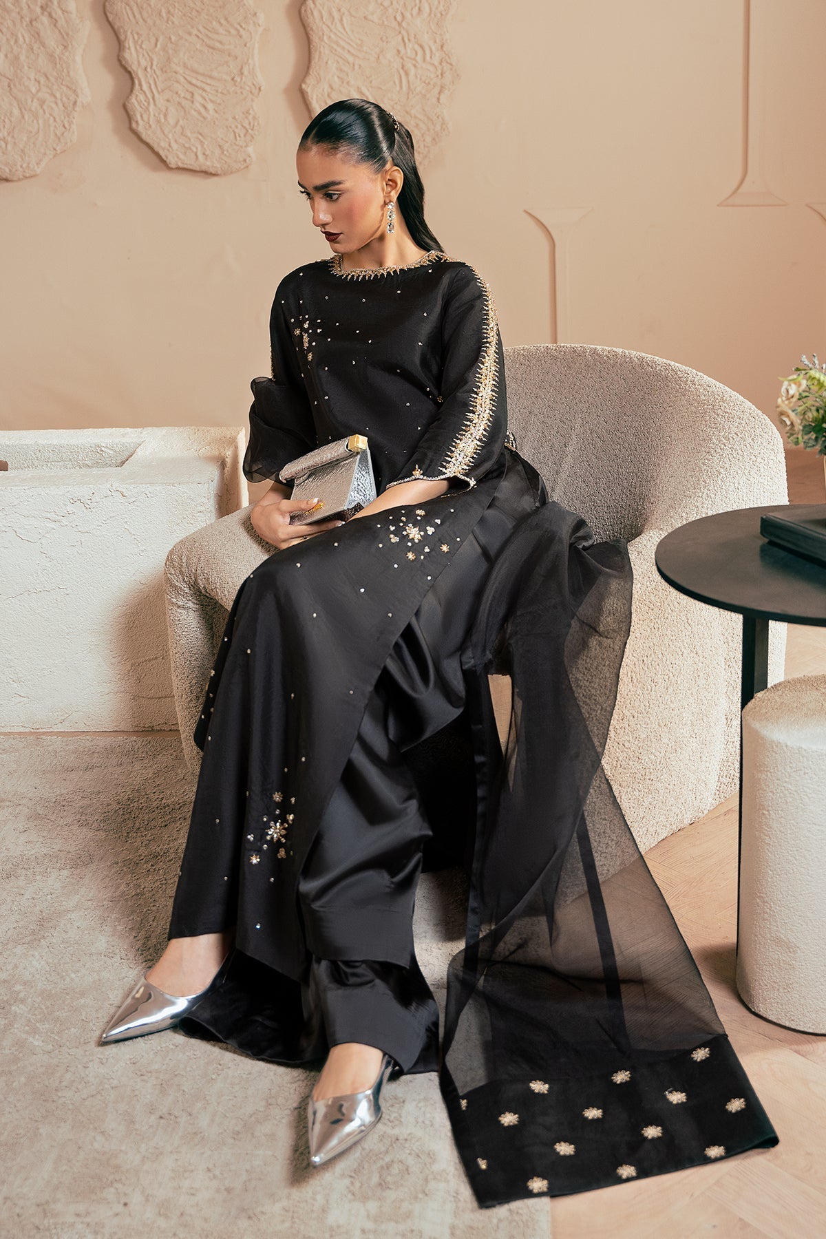Mina Kashif | Emilie Formals | Black Noir - by Libasekhas UK - Registered Vendor of : Mina Kashif - 100% Original Designer Dress