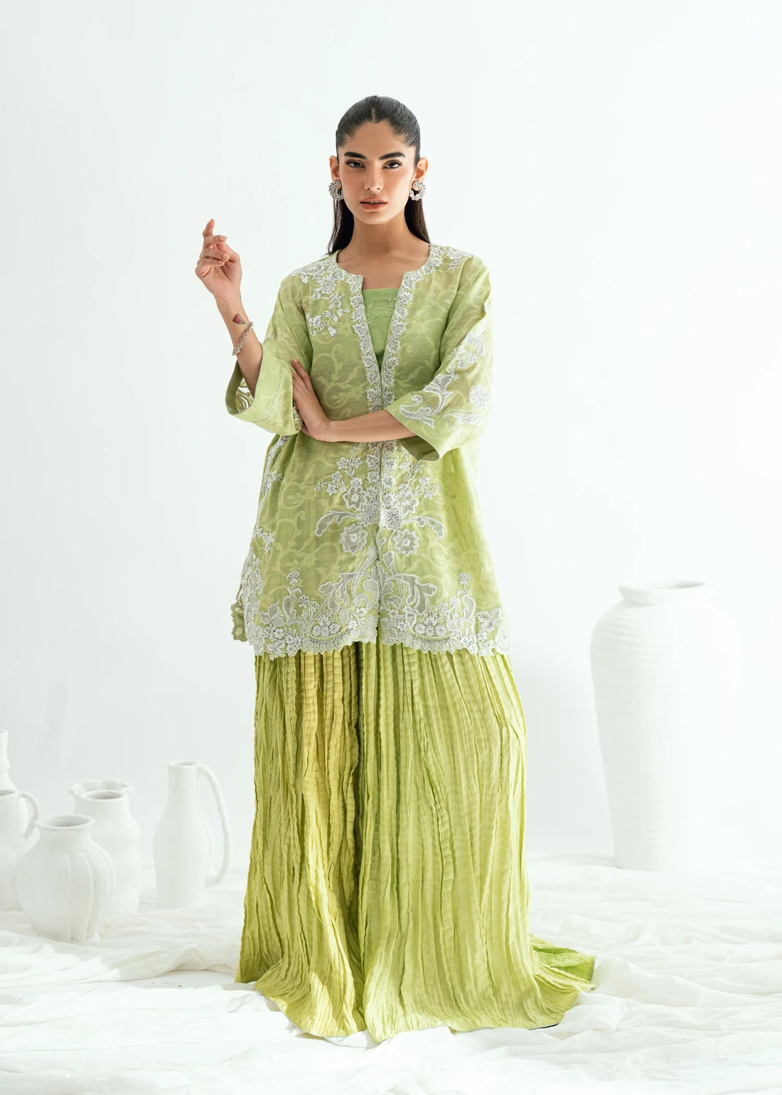 Umsha | Jardin De Luxe | Pistachio Mist - by Libasekhas UK - Registered Vendor of : Umsha - 100% Original Designer Dress