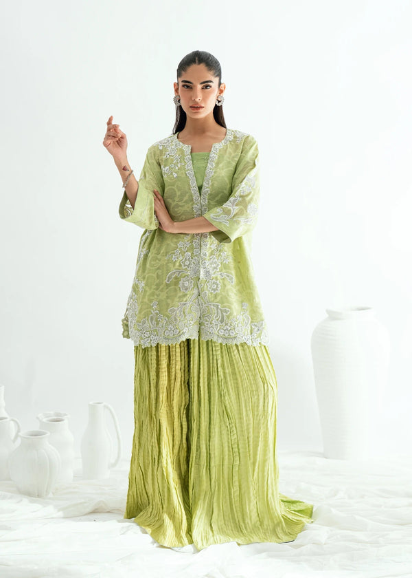 Umsha | Jardin De Luxe | Pistachio Mist - by Libasekhas UK - Registered Vendor of : Umsha - 100% Original Designer Dress