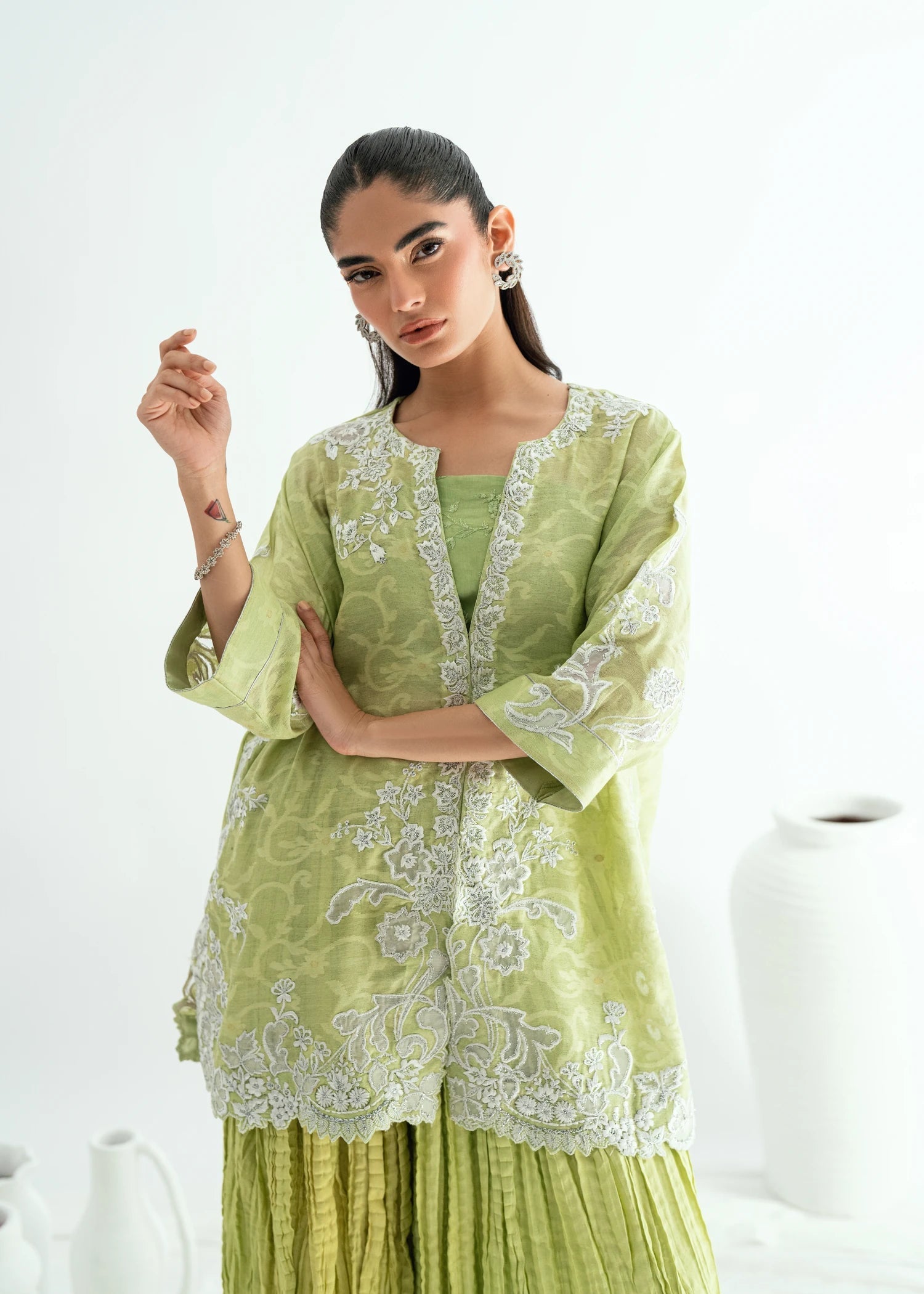 Umsha | Jardin De Luxe | Pistachio Mist - by Libasekhas UK - Registered Vendor of : Umsha - 100% Original Designer Dress