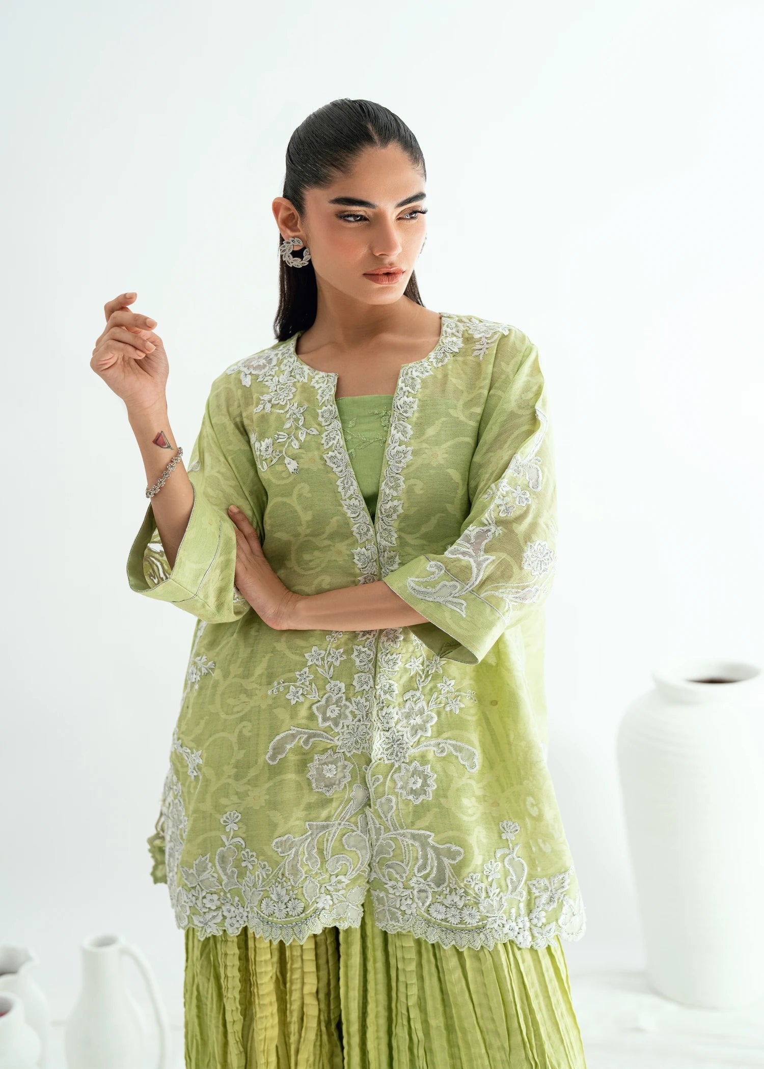 Umsha | Jardin De Luxe | Pistachio Mist - by Libasekhas UK - Registered Vendor of : Umsha - 100% Original Designer Dress