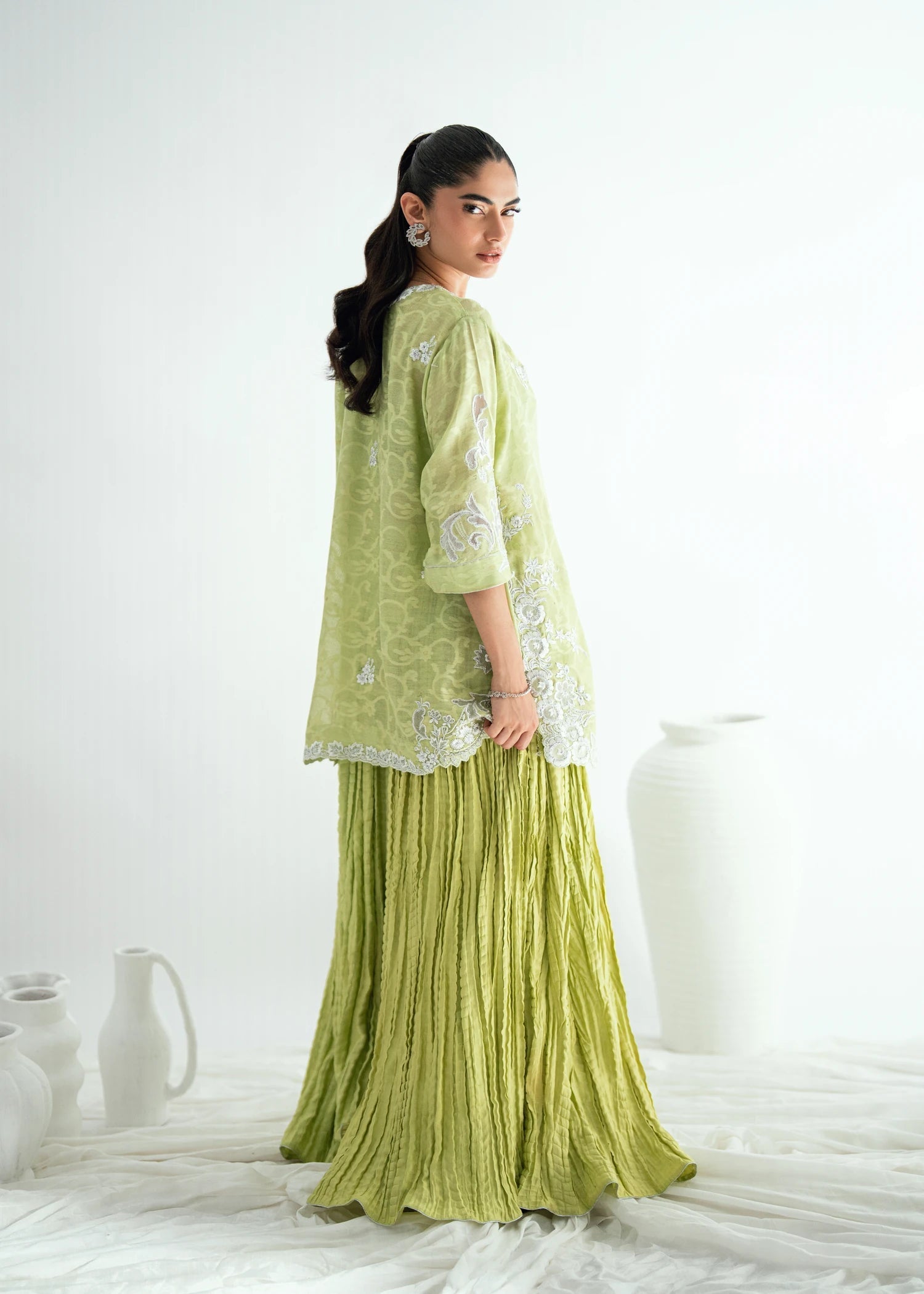 Umsha | Jardin De Luxe | Pistachio Mist - by Libasekhas UK - Registered Vendor of : Umsha - 100% Original Designer Dress