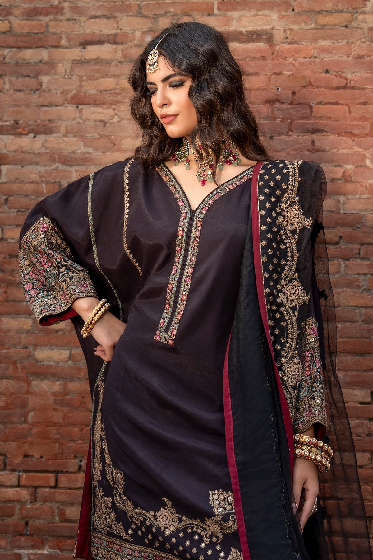 Charizma | Festive Pret | 3-PC Embroidered Raw Silk CMA-6-383 - by Libasekhas UK - Registered Vendor of : Charizma - 100% Original Designer Dress