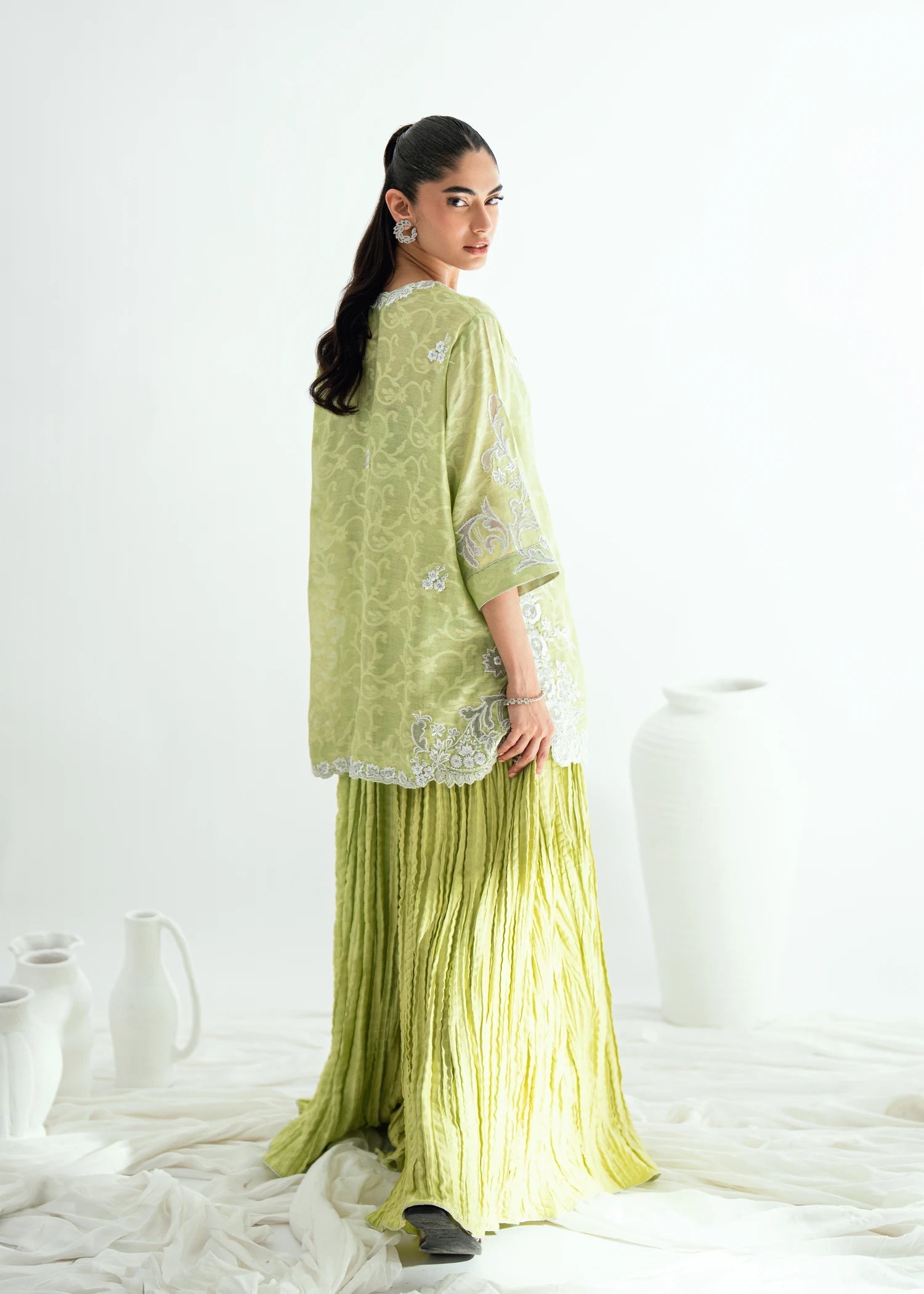 Umsha | Jardin De Luxe | Pistachio Mist - by Libasekhas UK - Registered Vendor of : Umsha - 100% Original Designer Dress