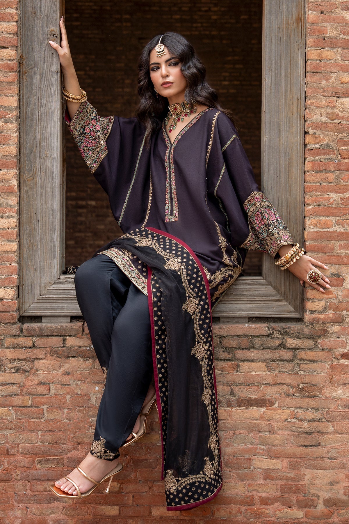 Charizma | Festive Pret | 3-PC Embroidered Raw Silk CMA-6-383 - by Libasekhas UK - Registered Vendor of : Charizma - 100% Original Designer Dress