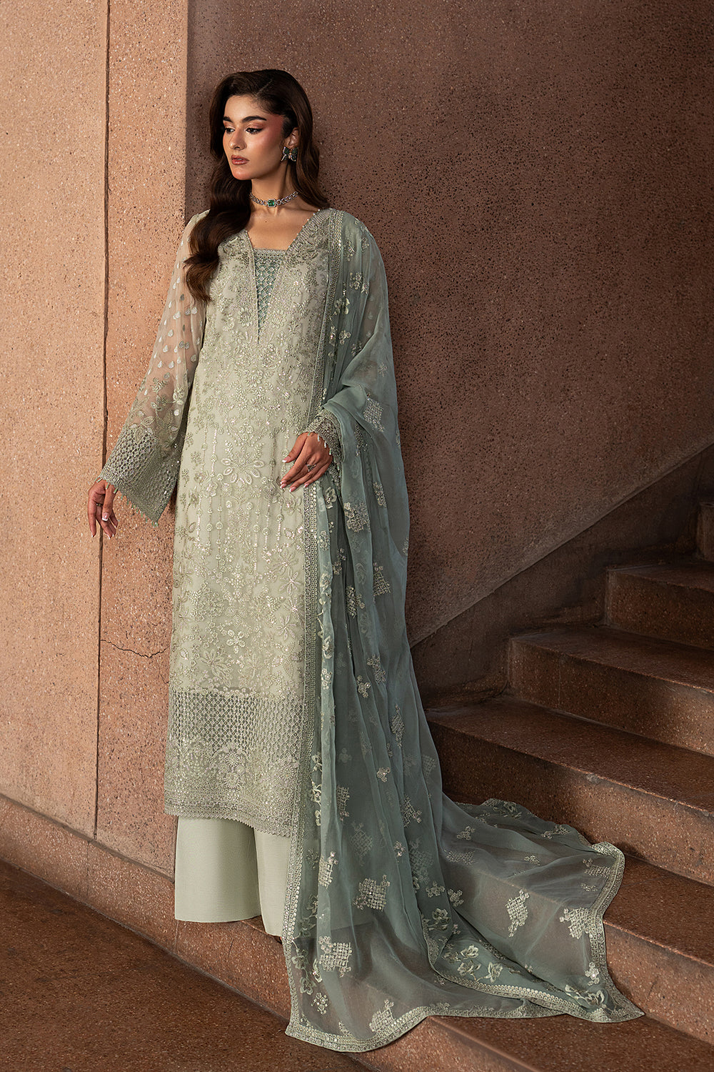 Lavish Premium | Lazawal Formals | PISTACHIO PEARL - by Libasekhas UK - Registered Vendor of : Lavish Premium - 100% Original Designer Dress