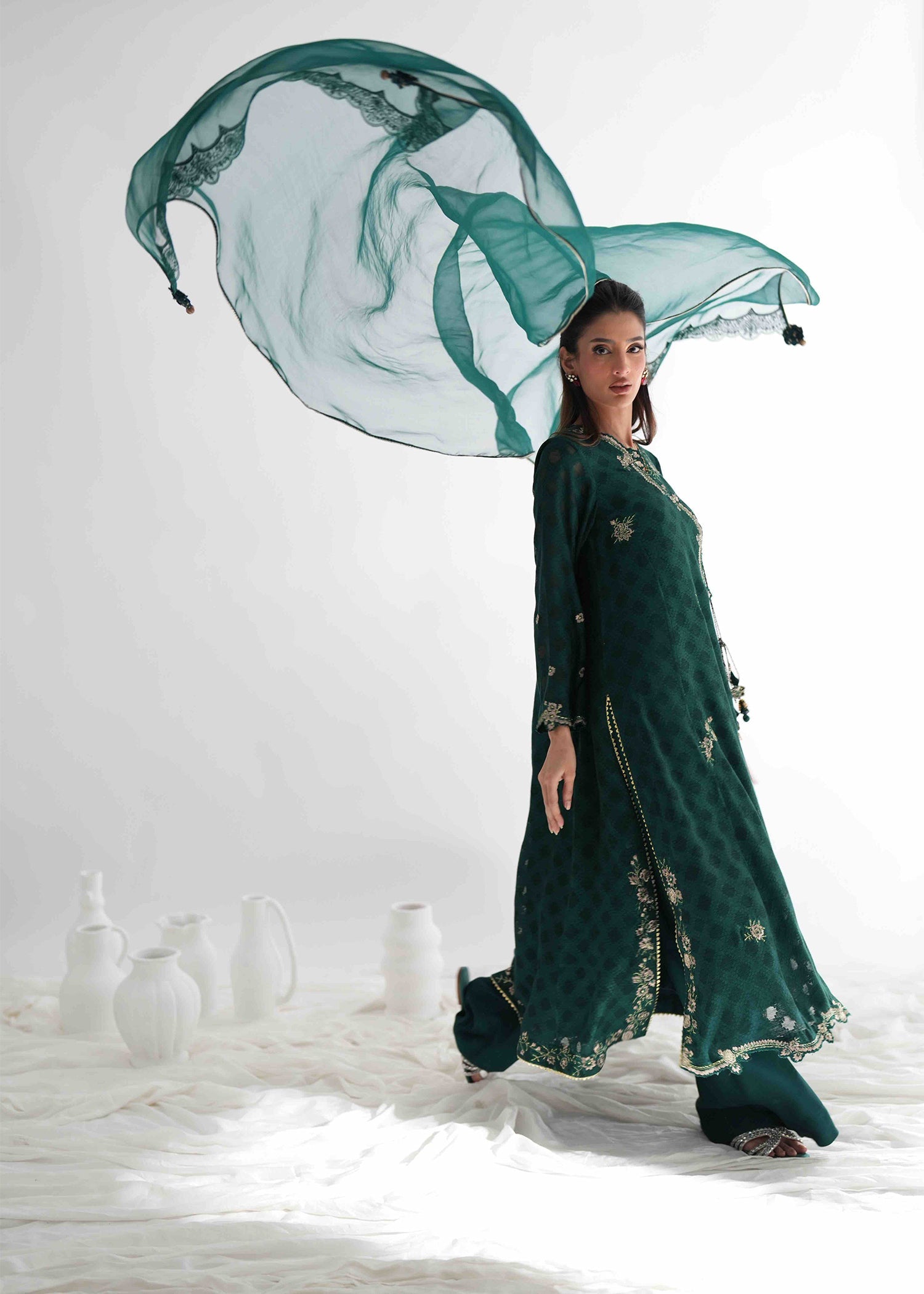 Umsha | Jardin De Luxe | Emerald Canopy - by Libasekhas UK - Registered Vendor of : Umsha - 100% Original Designer Dress
