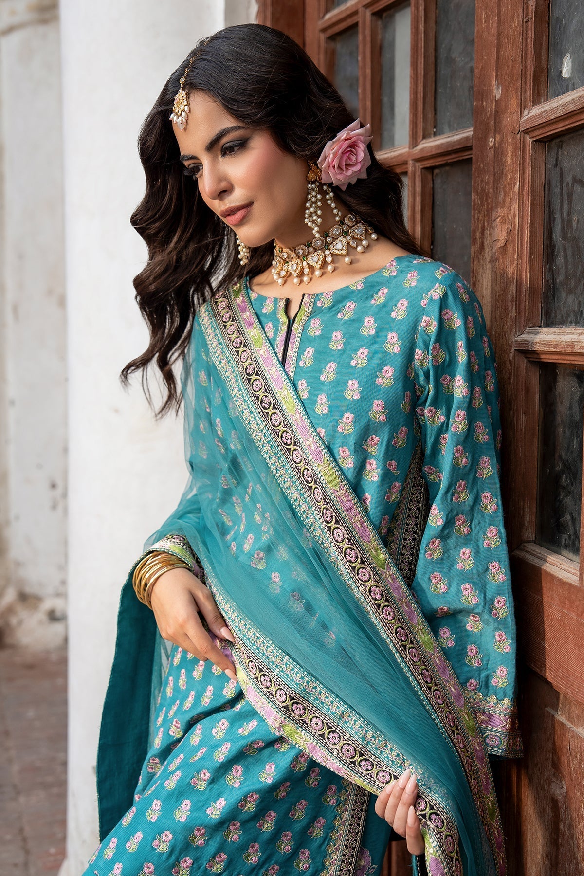 Charizma | Festive Pret | 3-PC Embroidered Raw Silk CMA-6-386 - by Libasekhas UK - Registered Vendor of : Charizma - 100% Original Designer Dress