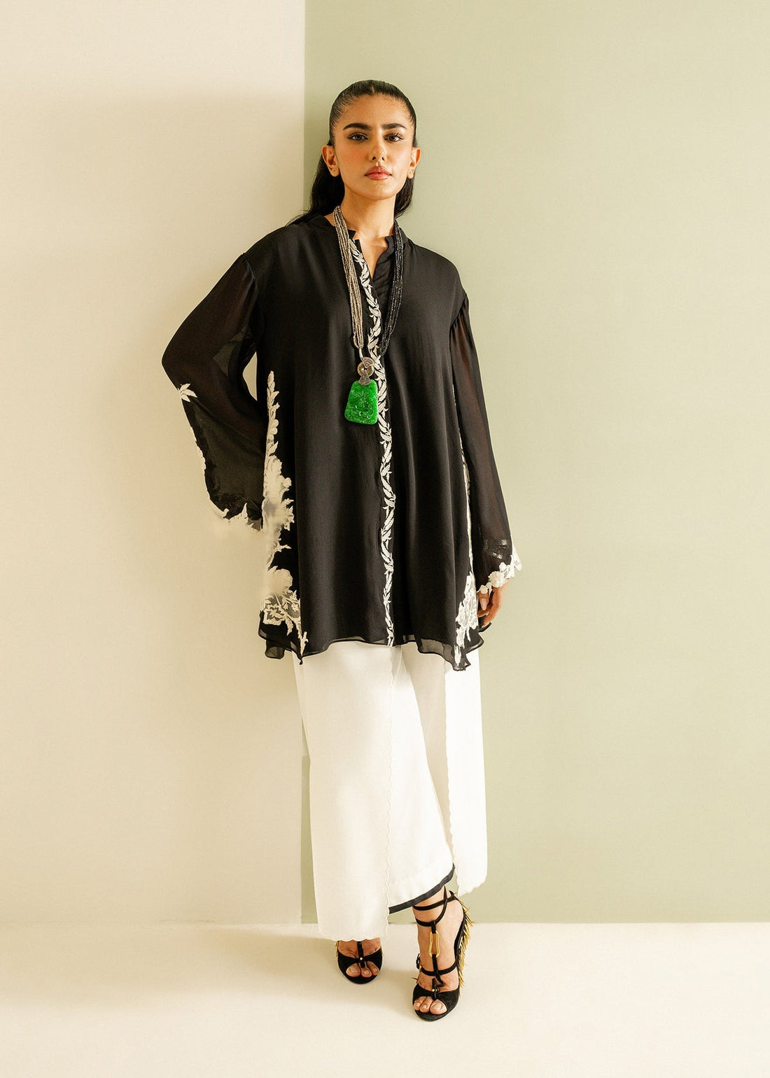 Mahgul | Ayanas Garden | Monochrome Flow - by - Libasekhas UK - Registered Vendor of : Mahgul - 100% Original Designer Dresss