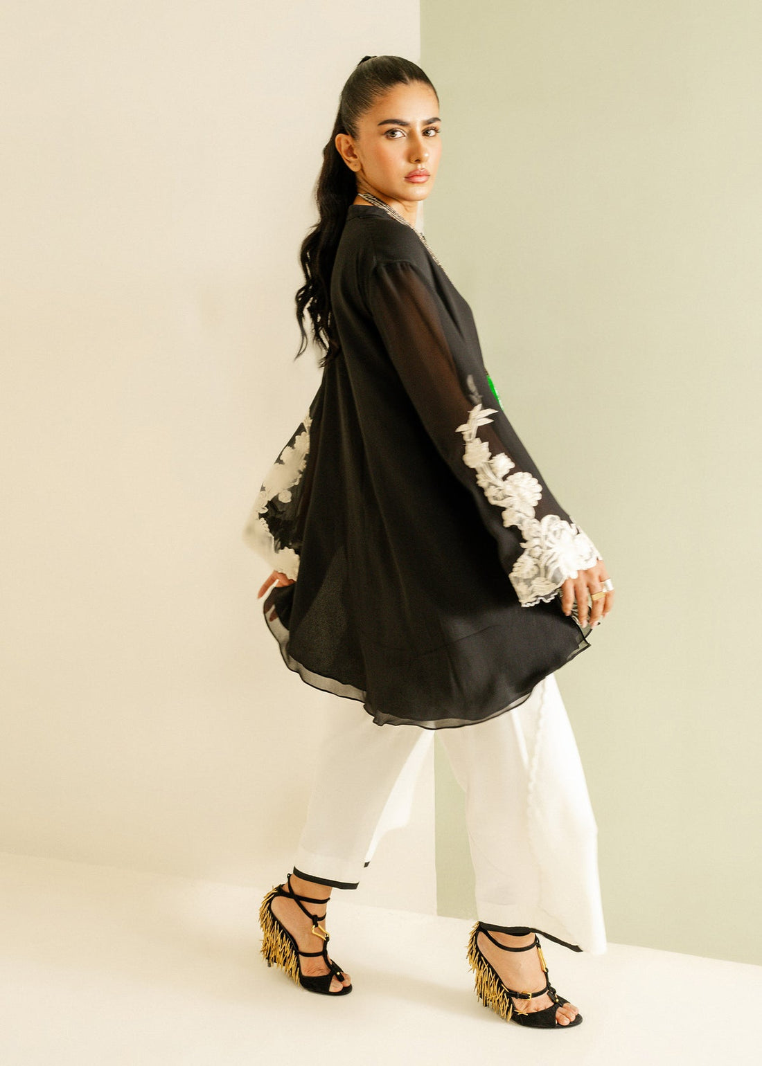 Mahgul | Ayanas Garden | Monochrome Flow - by - Libasekhas UK - Registered Vendor of : Mahgul - 100% Original Designer Dresss