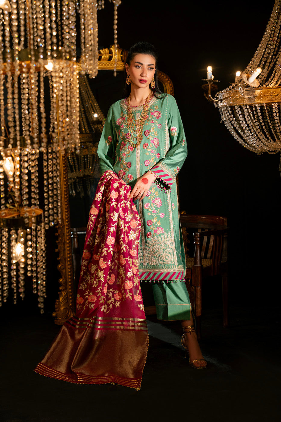 AlKaram | Festive Summer 25 | FC-9D-25-Sage - by - Libasekhas UK - Registered Vendor of : Alkaram - 100% Original Designer Dresss