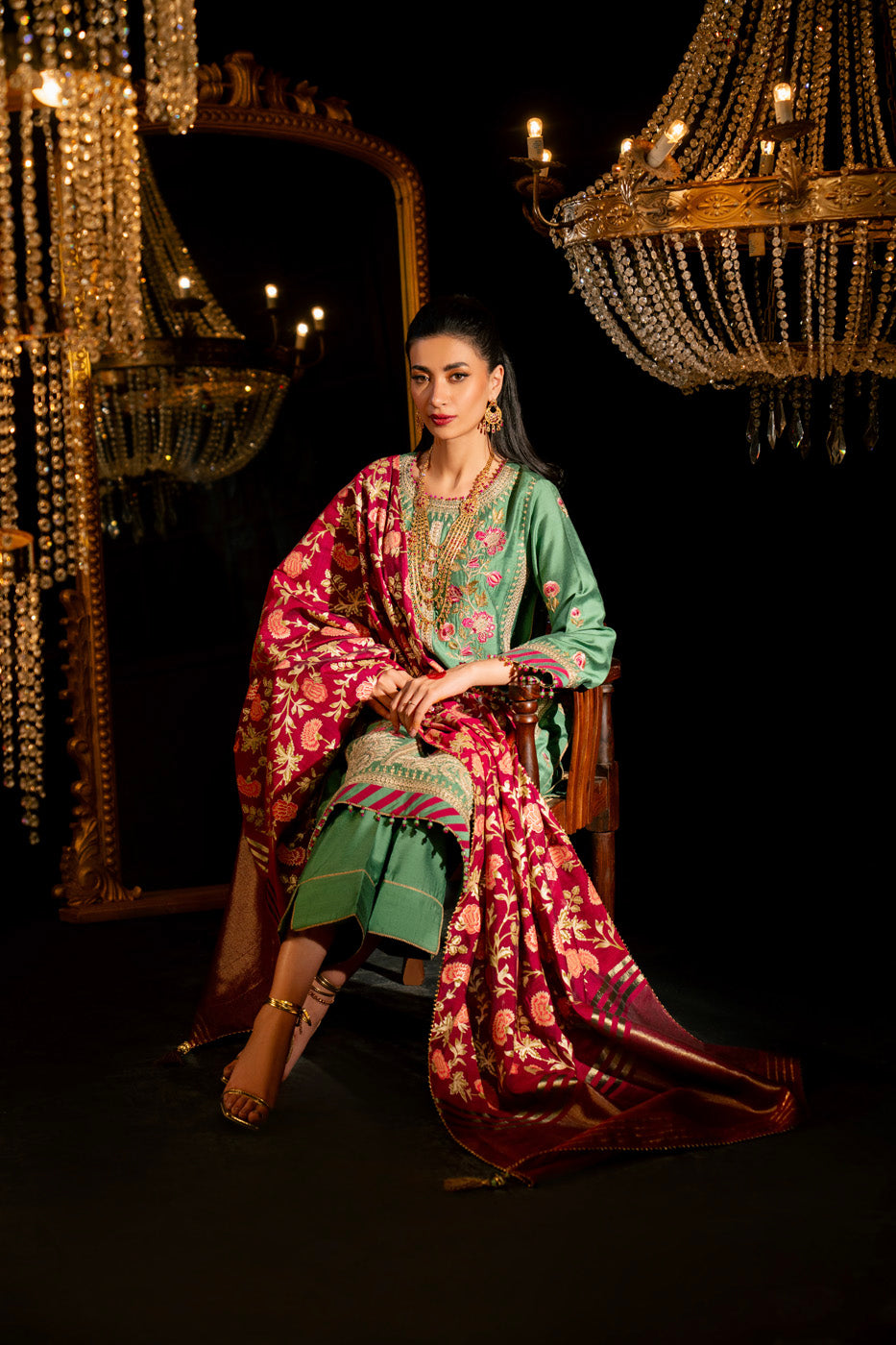AlKaram | Festive Summer 25 | FC-9D-25-Sage - by - Libasekhas UK - Registered Vendor of : Alkaram - 100% Original Designer Dresss