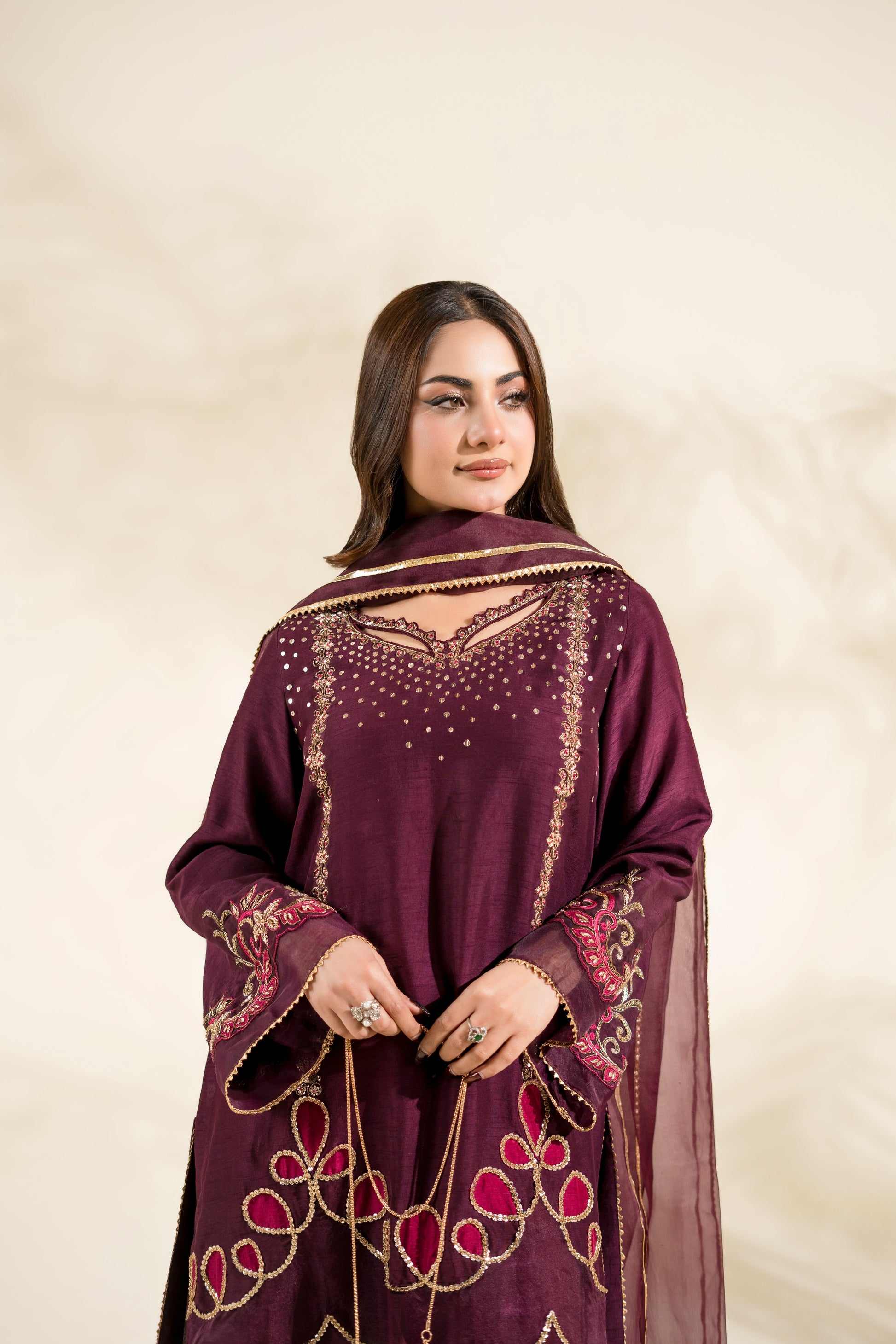 Faiza Faisal | Elara Luxury Pret | PLUM ROYALE - by Libasekhas UK - Registered Vendor of : Faiza Faisal - 100% Original Designer Dress