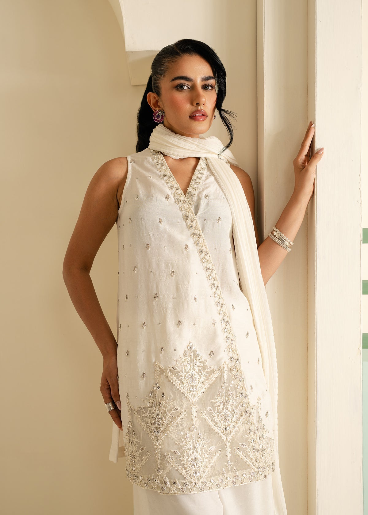 Mahgul | Nooreh Luxe | Celestial Ivory - by - Libasekhas UK - Registered Vendor of : Mahgul - 100% Original Designer Dresss