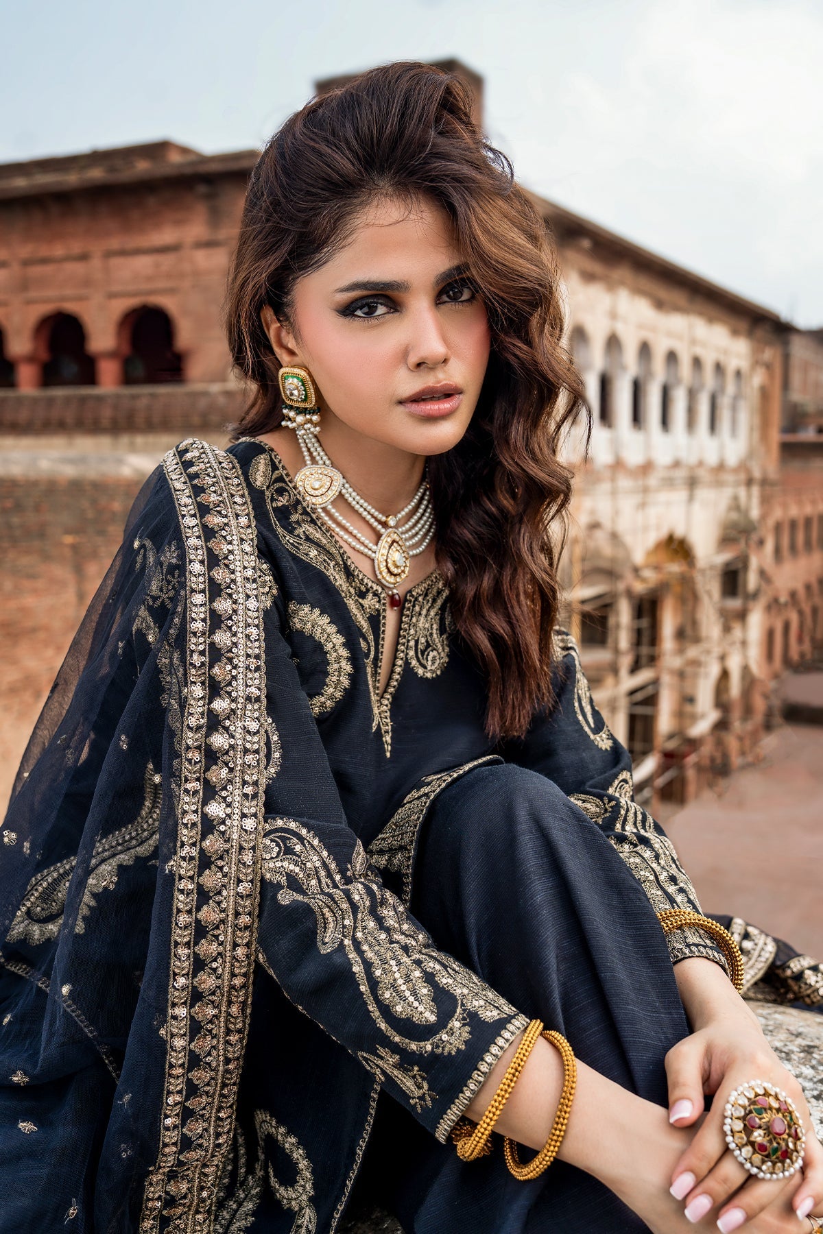 Charizma | Festive Pret | 3-PC Embroidered Raw Silk CMA-6-411 - by Libasekhas UK - Registered Vendor of : Charizma - 100% Original Designer Dress