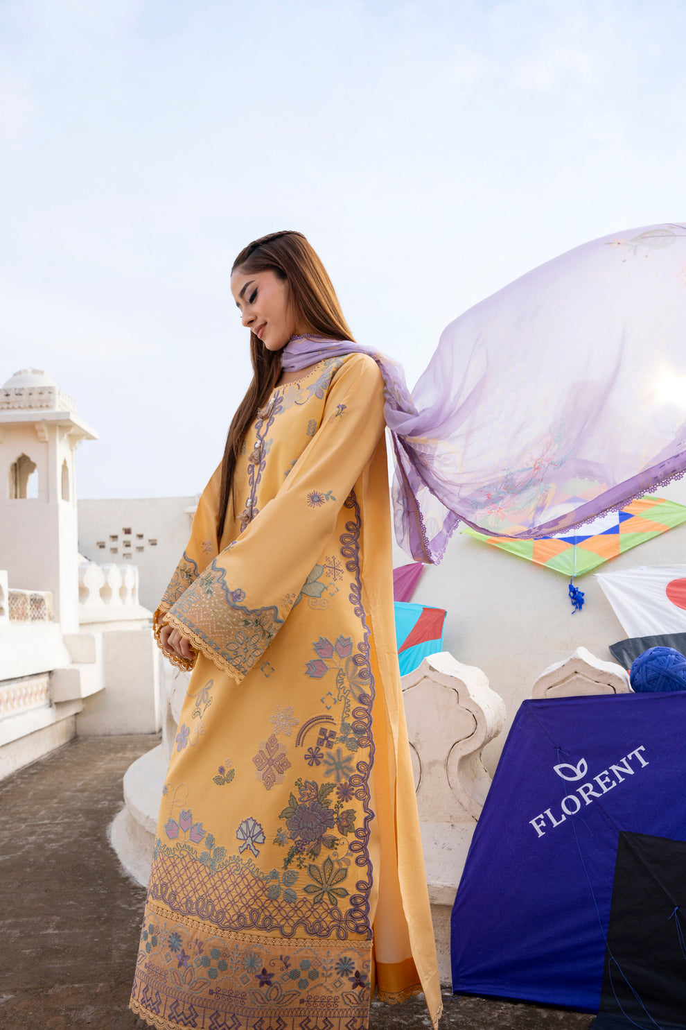 Florent | Basant Chikankari |FBC - 1B - by Libasekhas UK - Registered Vendor of : Florent - 100% Original Designer Dress