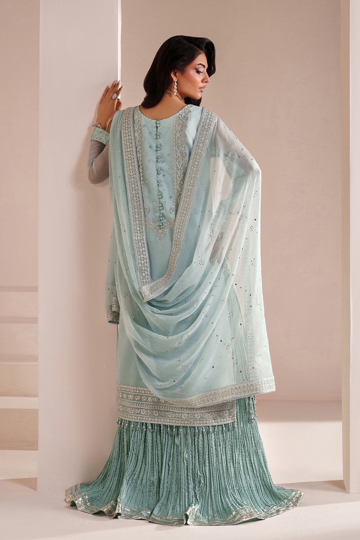 Alizeh | Aymal Handcrafted Luxury Formals | AF-BHM-4063-Azure - by Libasekhas UK - Registered Vendor of : Alizeh - 100% Original Designer Dress