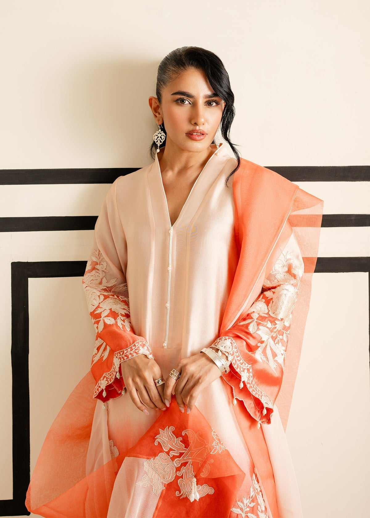Mahgul | Nooreh Luxe | Ombré Coral - by - Libasekhas UK - Registered Vendor of : Mahgul - 100% Original Designer Dresss
