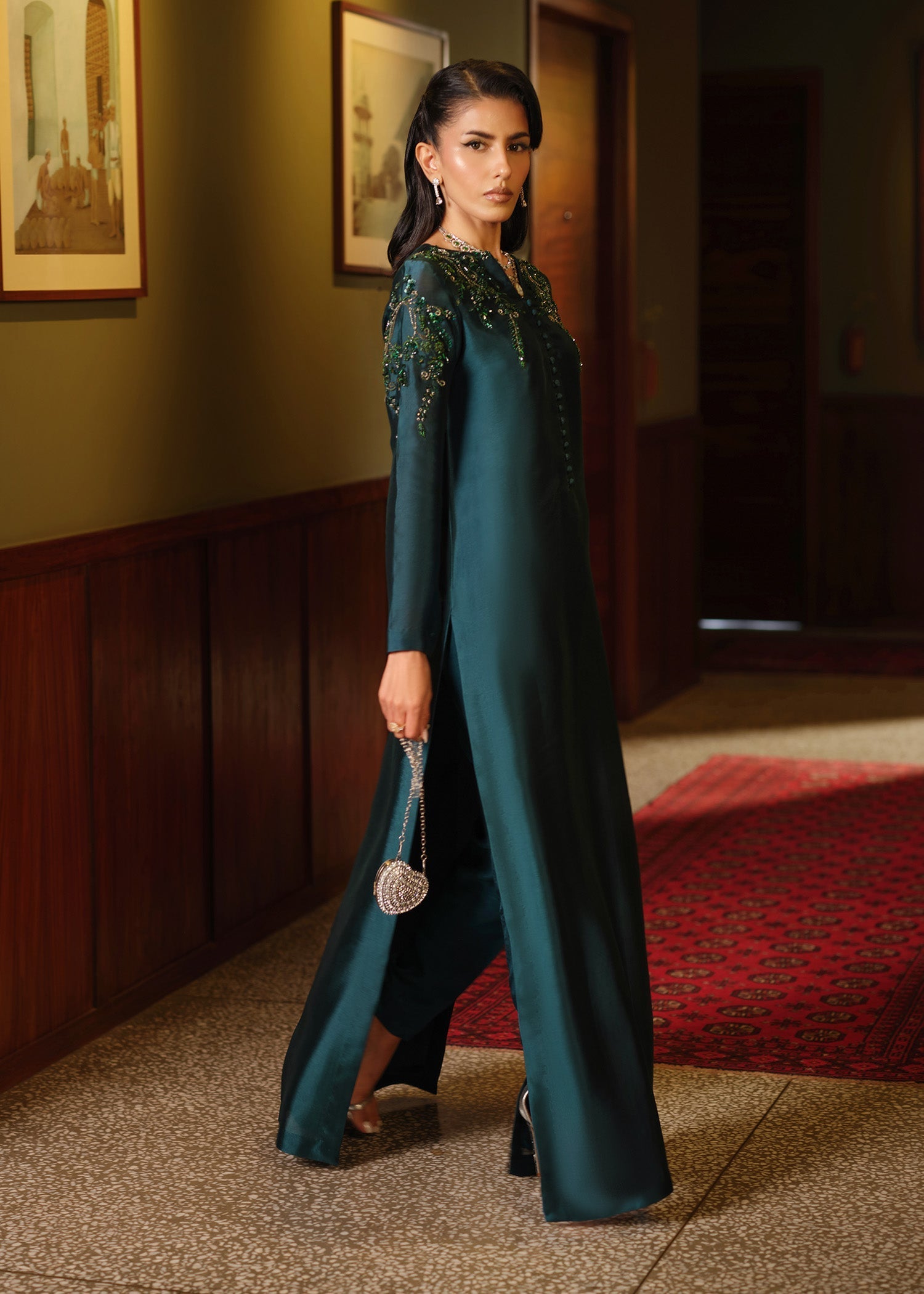 Mahum Asad | Private Hour | Emerald Tonic - by Libasekhas - Registered Vendor of : Mahum Asad - 100% Original Designer Dress