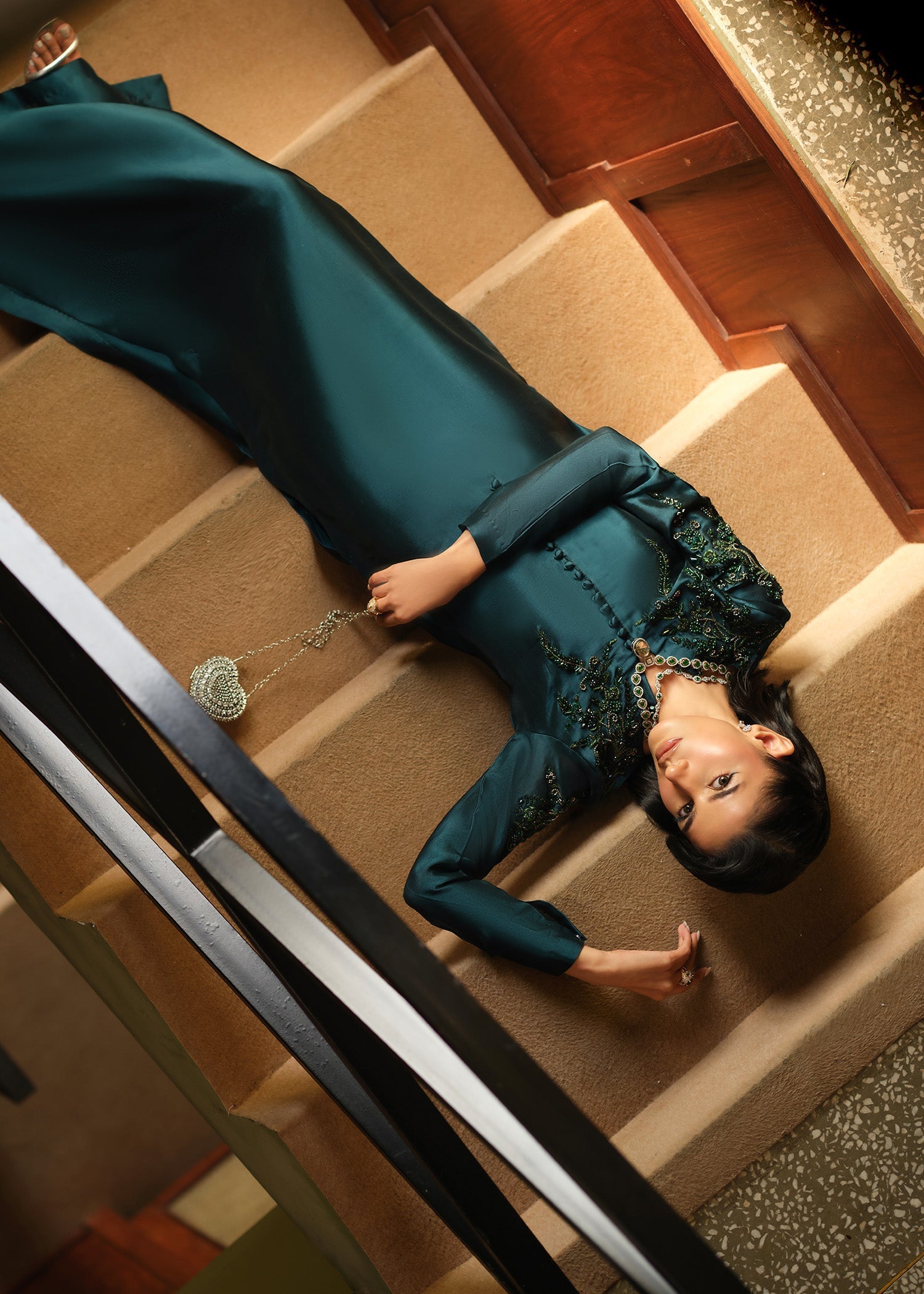Mahum Asad | Private Hour | Emerald Tonic - by Libasekhas - Registered Vendor of : Mahum Asad - 100% Original Designer Dress