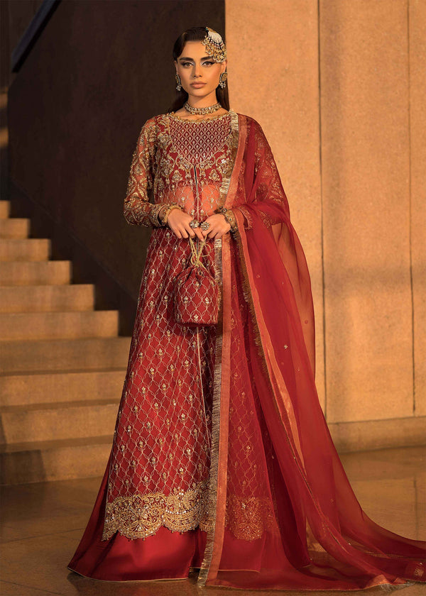 Mahum Asad | Dream a Little Dream of Me | Cherry - by - Libasekhas UK - Registered Vendor of : Mahum Asad - 100% Original Designer Dresss
