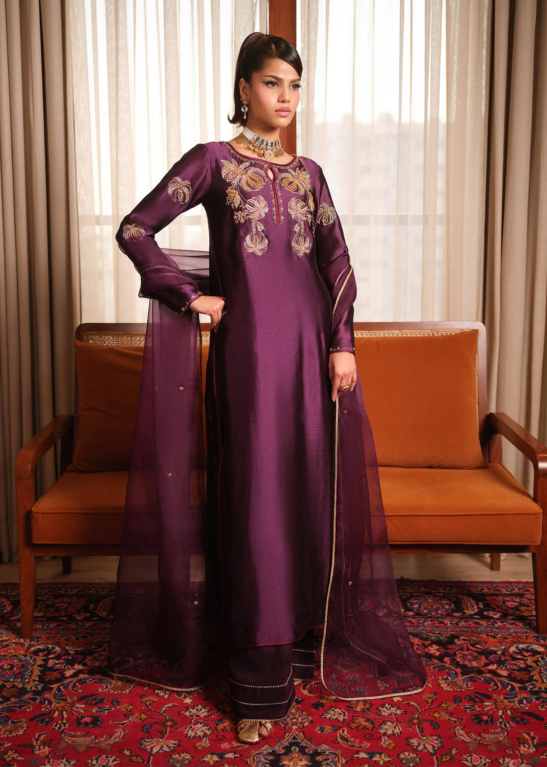 Mahum Asad | Private Hour | Plum Nectar - by Libasekhas - Registered Vendor of : Mahum Asad - 100% Original Designer Dress