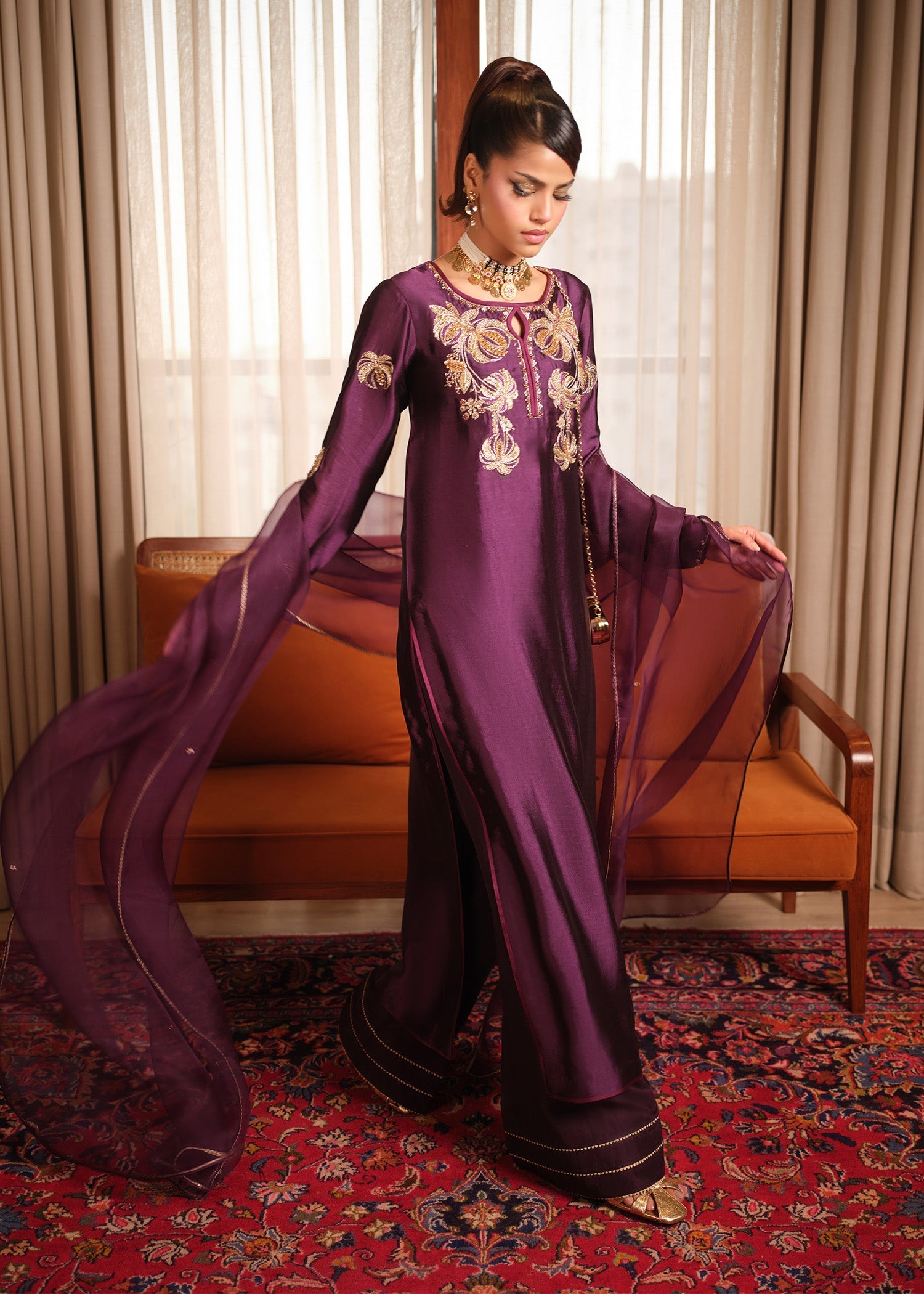Mahum Asad | Private Hour | Plum Nectar - by Libasekhas - Registered Vendor of : Mahum Asad - 100% Original Designer Dress