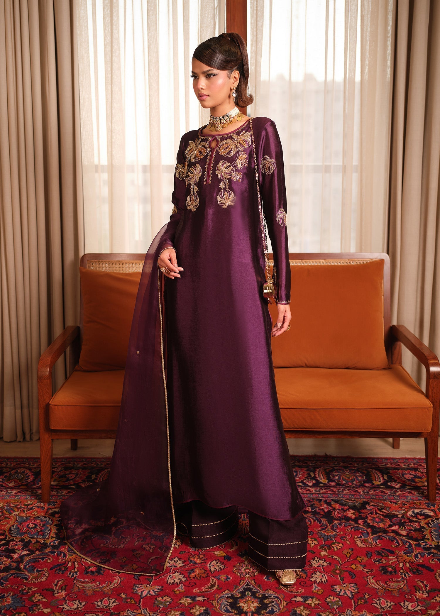 Mahum Asad | Private Hour | Plum Nectar - by Libasekhas - Registered Vendor of : Mahum Asad - 100% Original Designer Dress