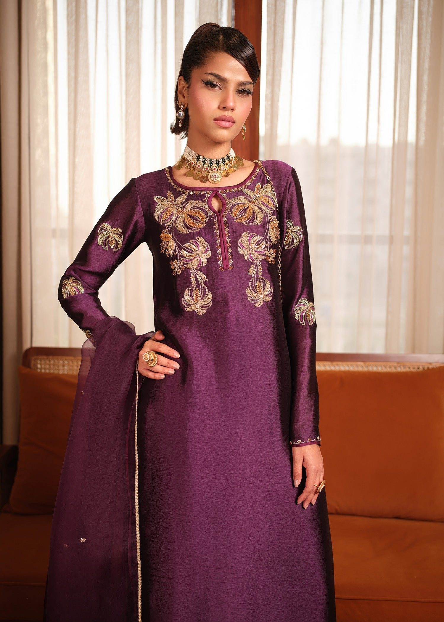 Mahum Asad | Private Hour | Plum Nectar - by Libasekhas - Registered Vendor of : Mahum Asad - 100% Original Designer Dress