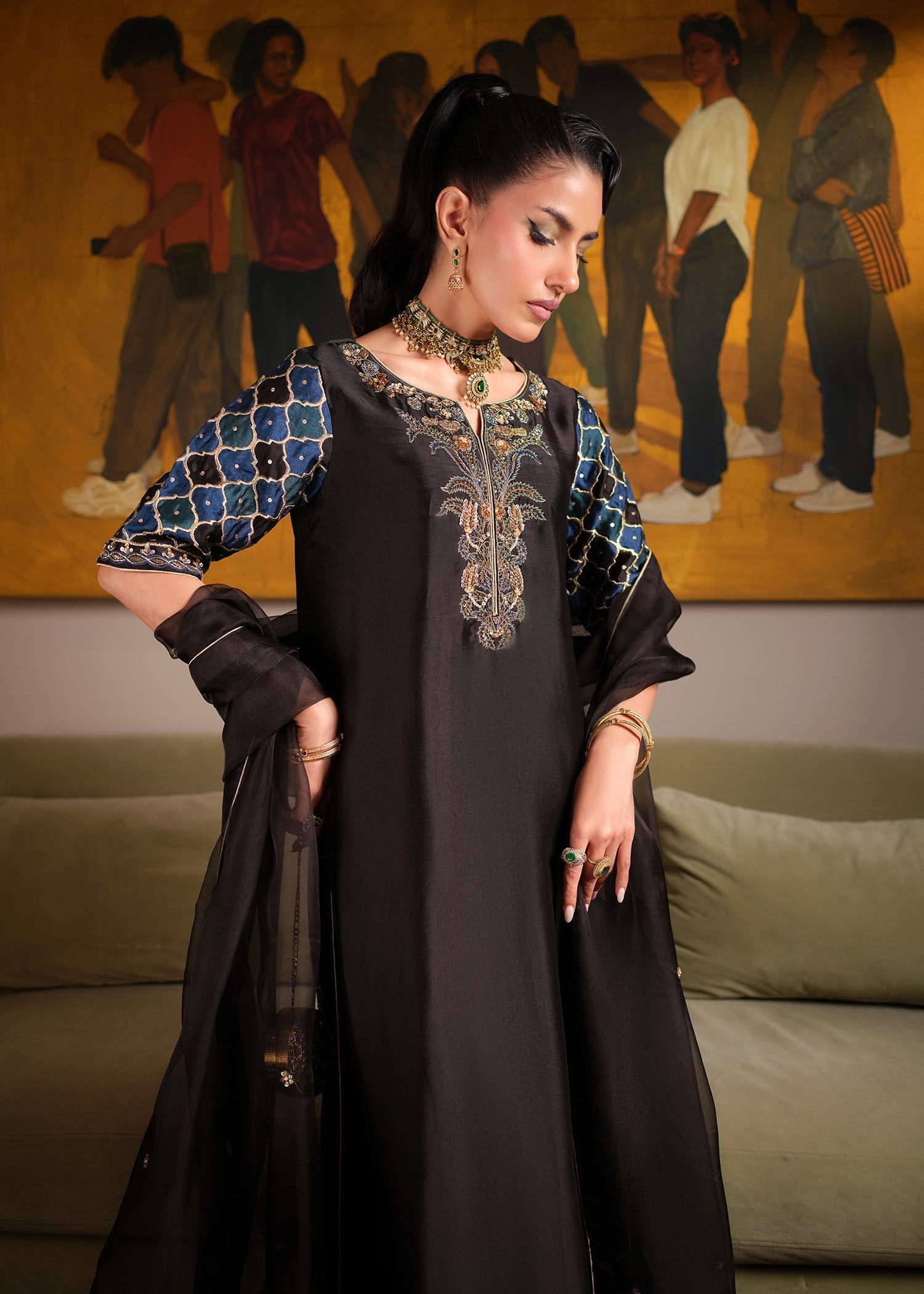 Mahum Asad | Private Hour | Indigo Brew - by Libasekhas - Registered Vendor of : Mahum Asad - 100% Original Designer Dress