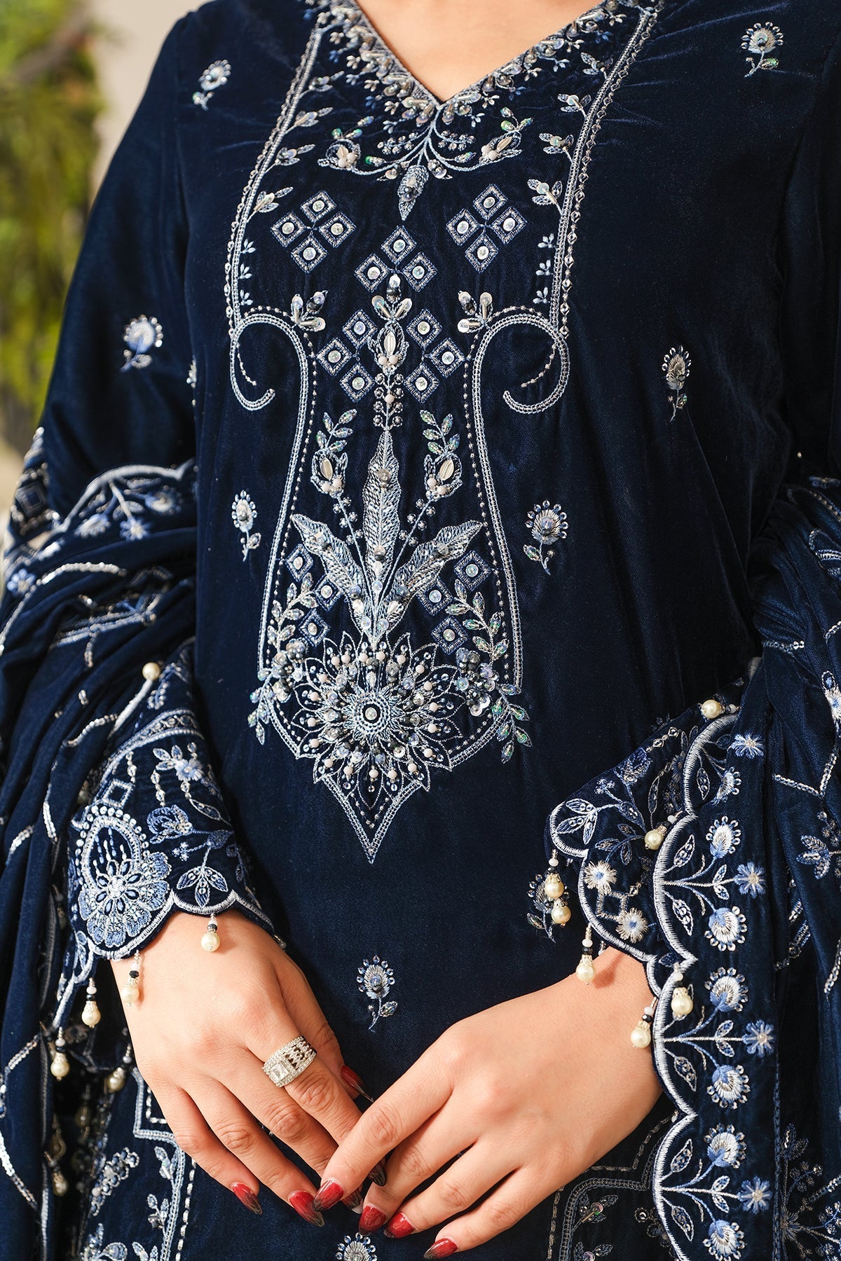 Raeesa Premium | Sheen Luxury Velvet | Soil - by - Libasekhas UK - Registered Vendor of : Raeesa Premium - 100% Original Designer Dresss