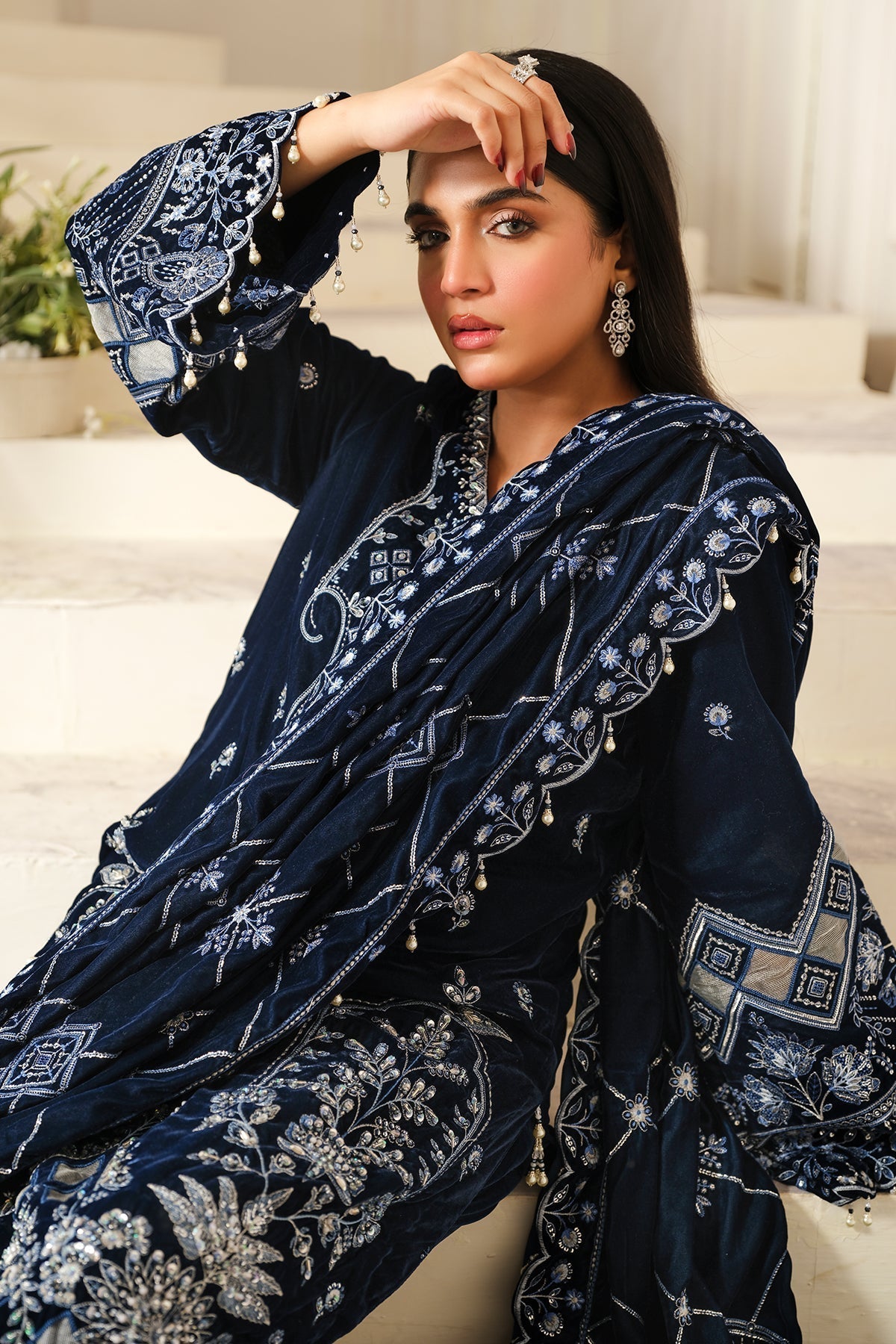 Raeesa Premium | Sheen Luxury Velvet | Soil - by - Libasekhas UK - Registered Vendor of : Raeesa Premium - 100% Original Designer Dresss