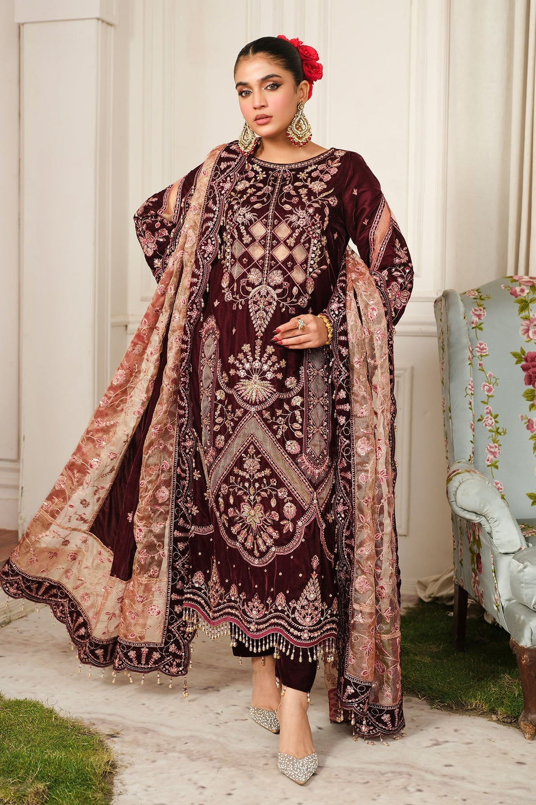 Raeesa Premium | Sheen Luxury Velvet | Poosh - by - Libasekhas UK - Registered Vendor of : Raeesa Premium - 100% Original Designer Dresss