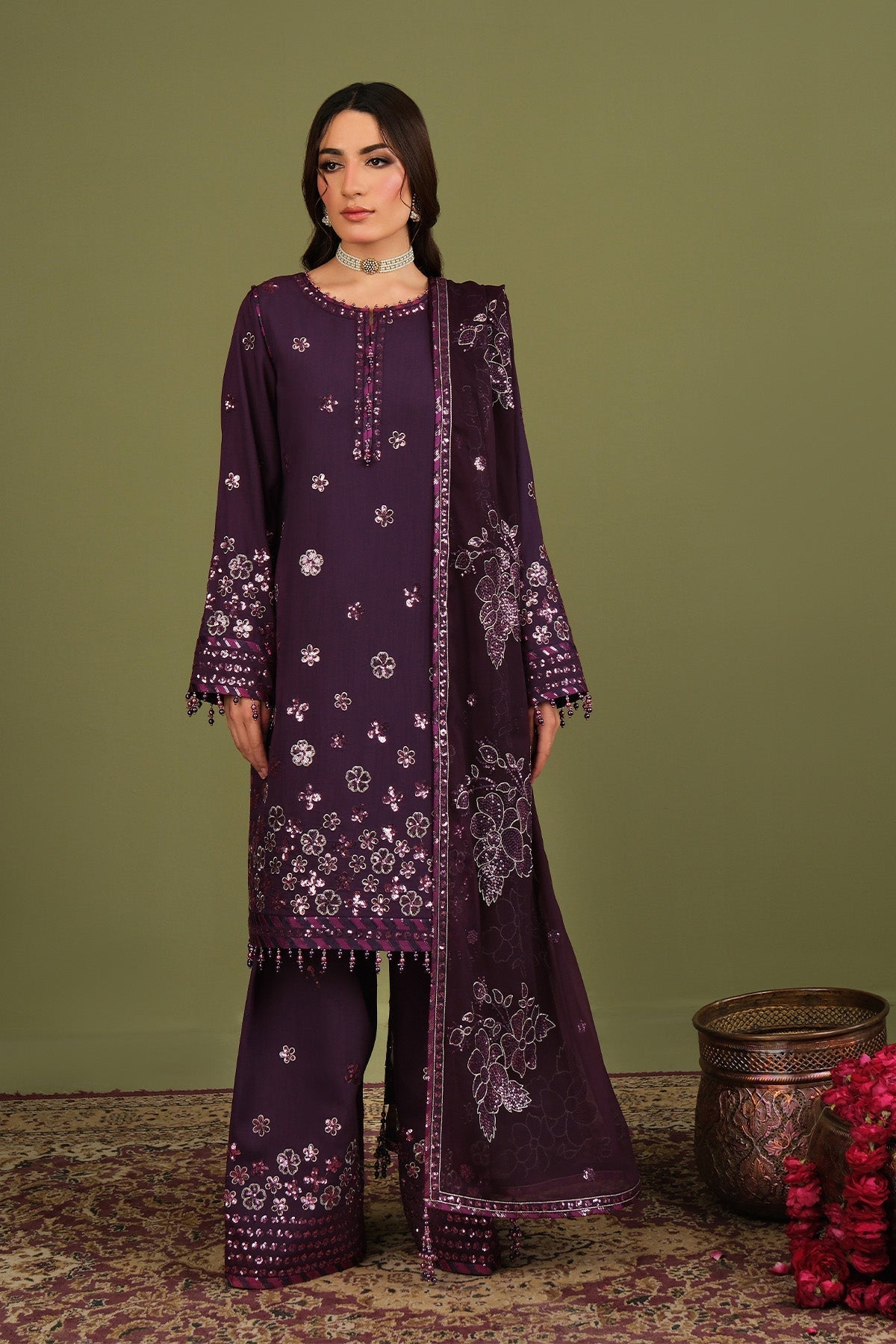 Alizeh | Luxe Raw Silk | AF-RS-09-Mulbery - by Libasekhas UK - Registered Vendor of : Alizeh - 100% Original Designer Dress