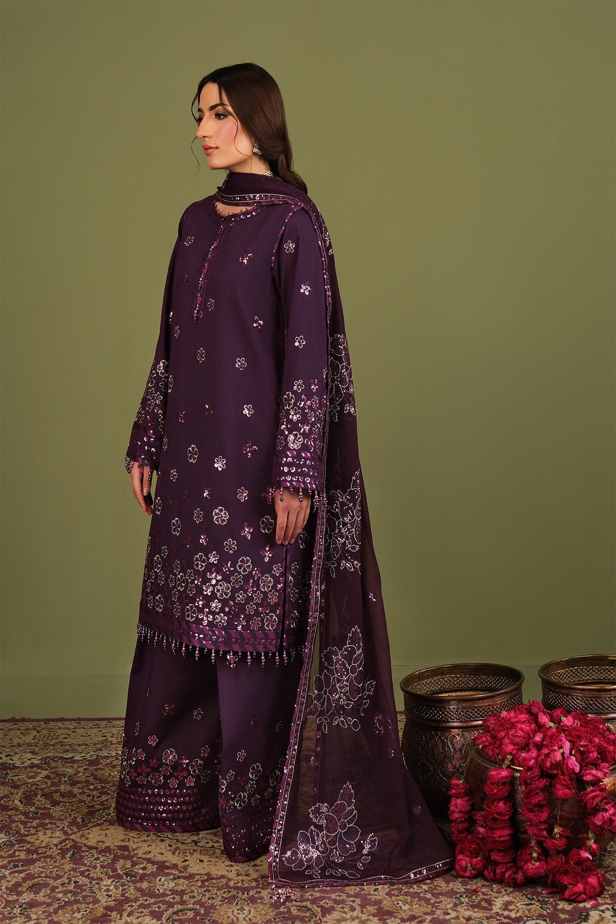 Alizeh | Luxe Raw Silk | AF-RS-09-Mulbery - by Libasekhas UK - Registered Vendor of : Alizeh - 100% Original Designer Dress