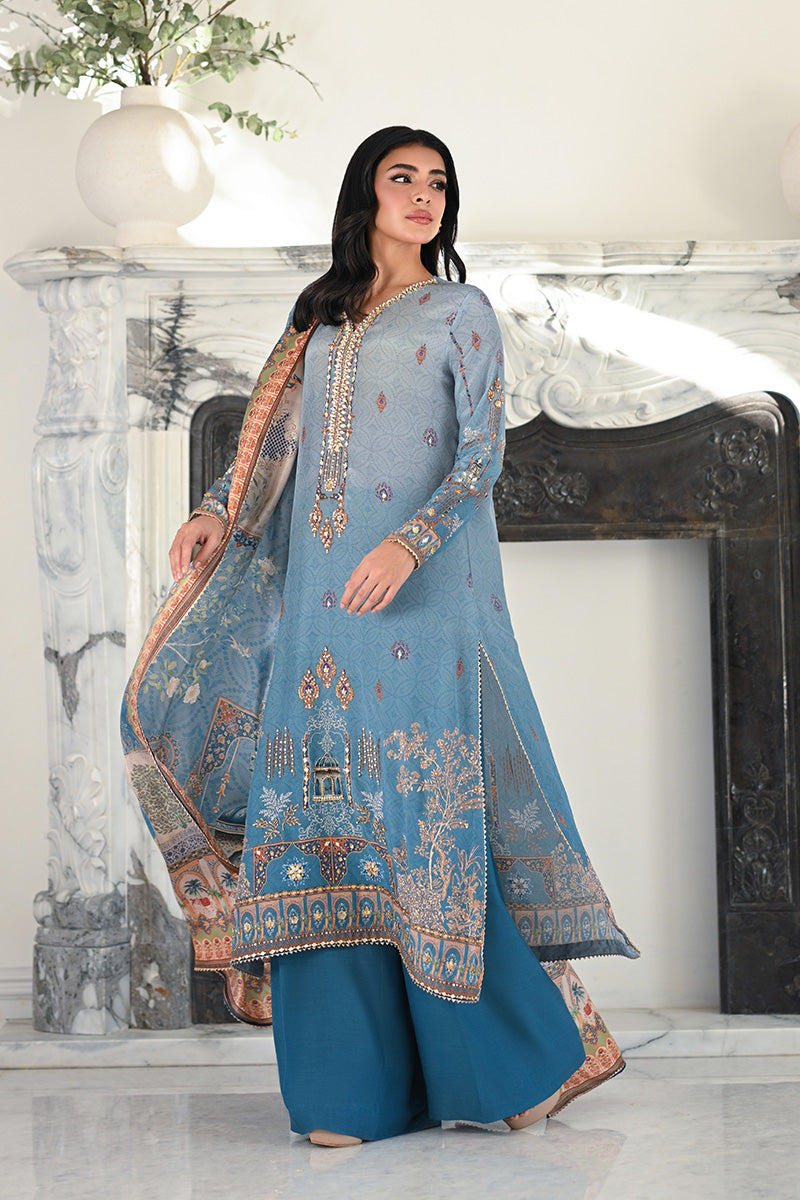 Mina Hasan | Signature Pret | Blue Lagoon - by Libasekhas - Registered Vendor of : Mina Hasan - 100% Original Designer Dress