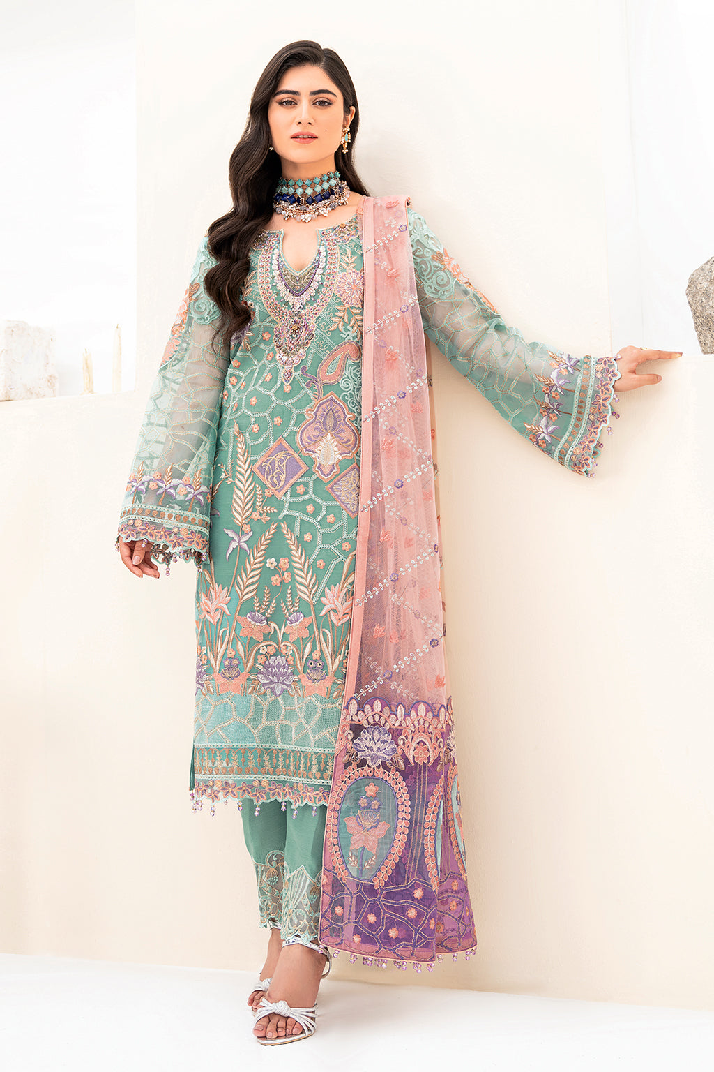 Ramsha | Minhal Organza Collection | M-807 - by - Libasekhas UK - Registered Vendor of : Ramsha - 100% Original Designer Dresss