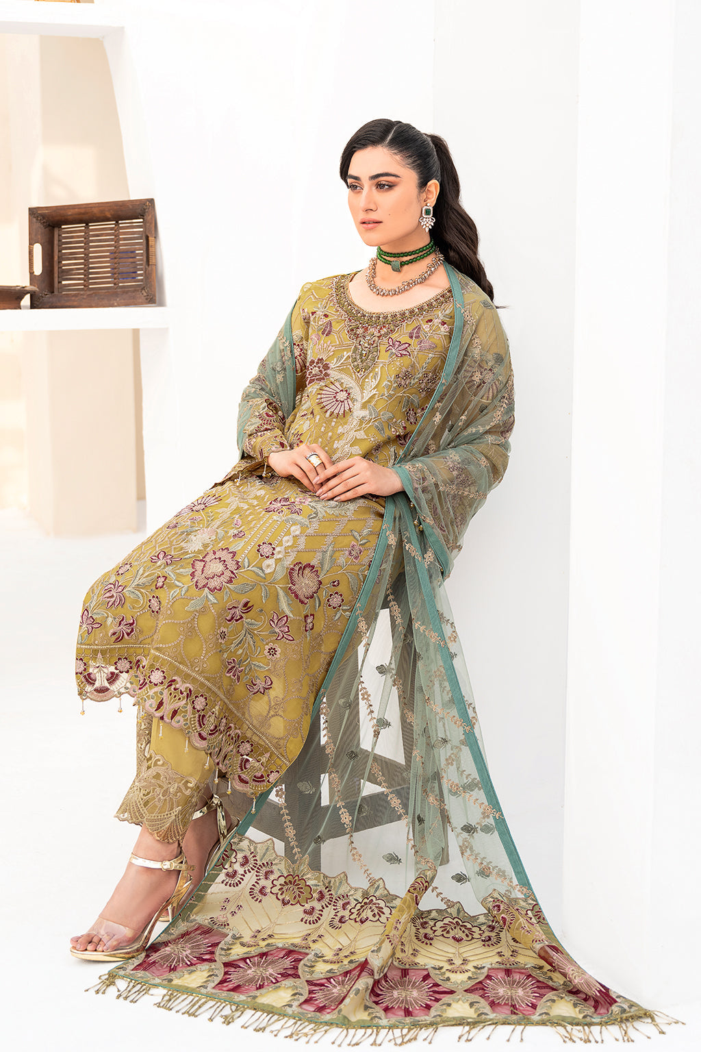 Ramsha | Minhal Organza Collection | M-805 - by - Libasekhas UK - Registered Vendor of : Ramsha - 100% Original Designer Dresss