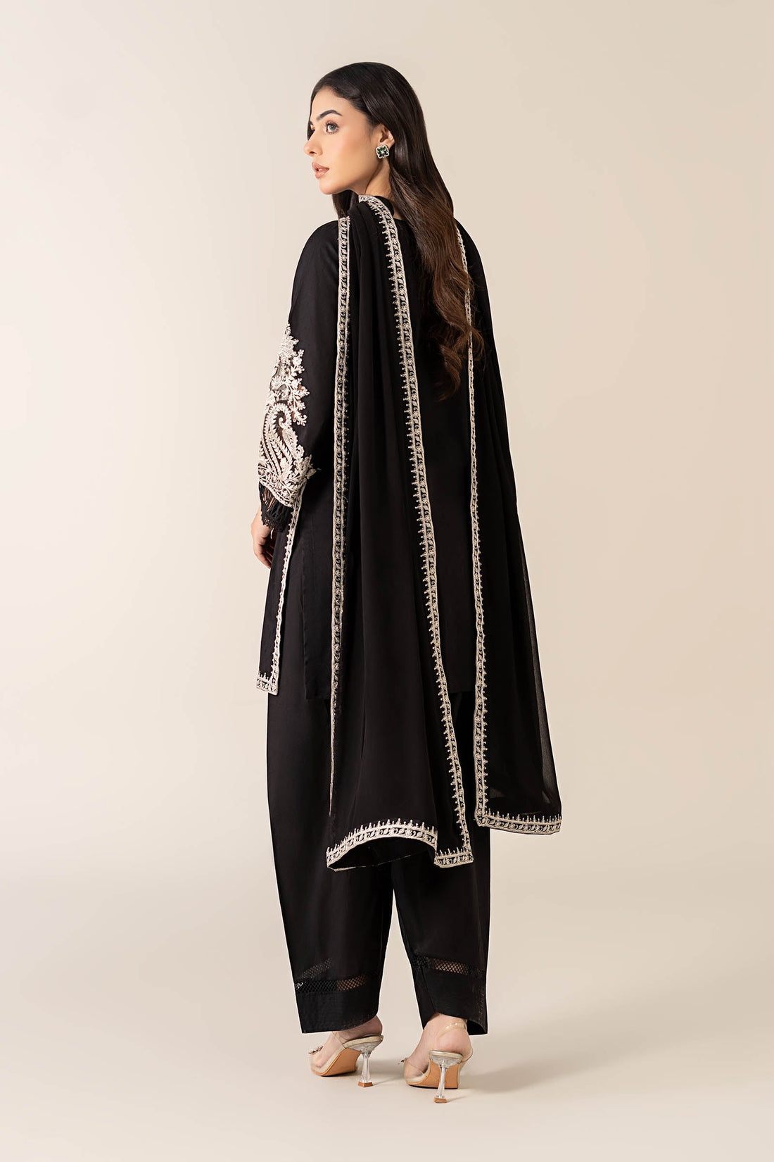 Maria B | Pre Fall Dresses | 3 Piece Embroidered Dobby Suit Black4 - by Libasekhas UK - Registered Vendor of : Maria B - 100% Original Designer Dress