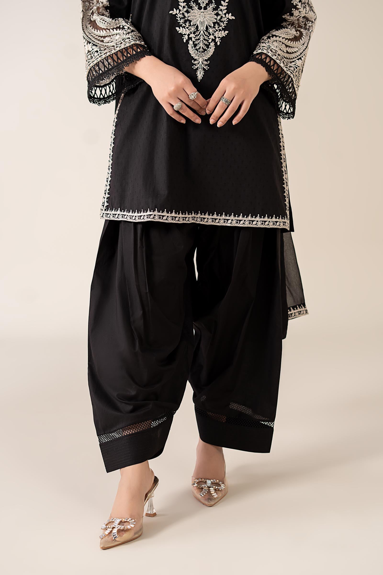 Maria B | Pre Fall Dresses | 3 Piece Embroidered Dobby Suit Black4 - by Libasekhas UK - Registered Vendor of : Maria B - 100% Original Designer Dress