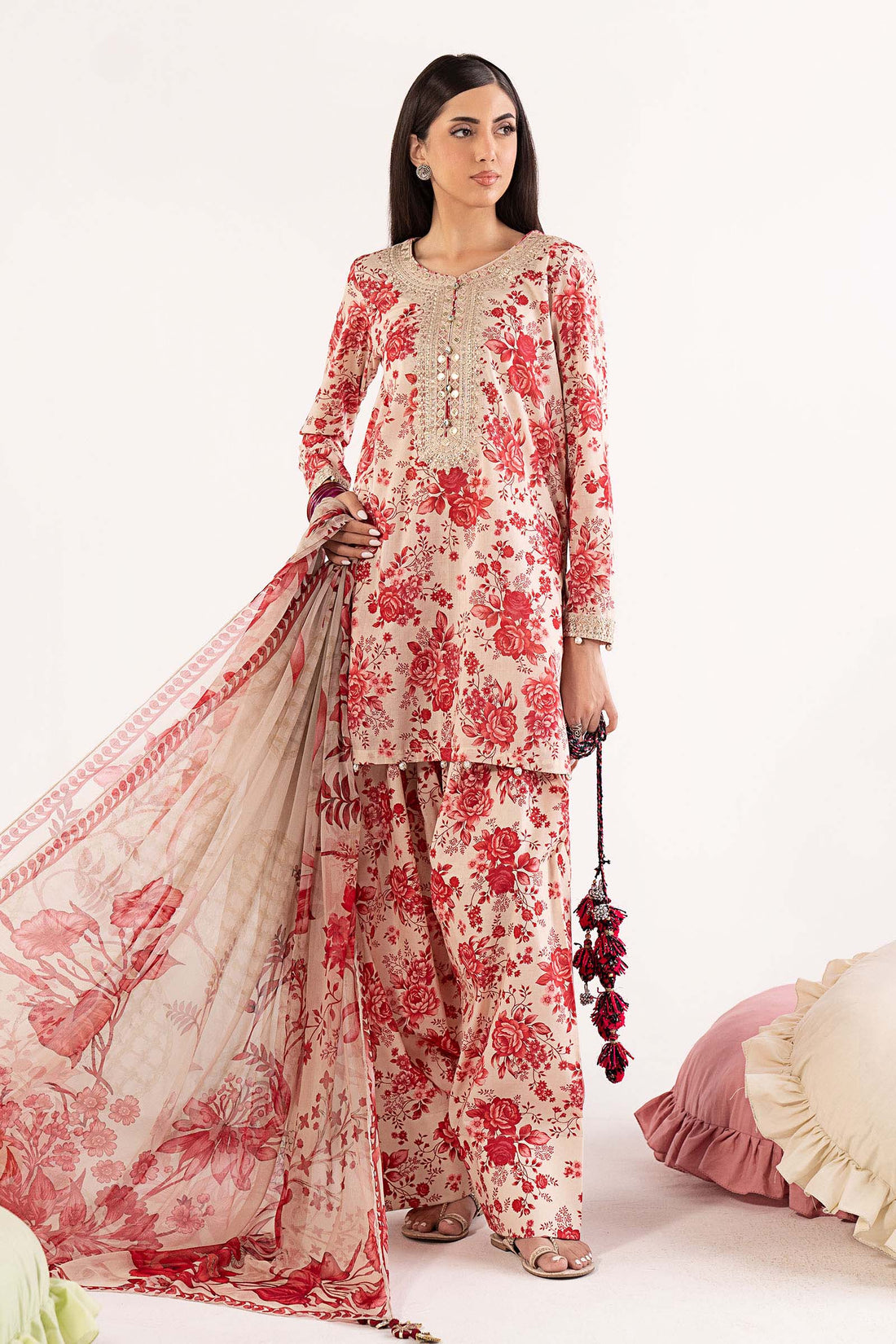 Maria B | Luxury Pret Pre Fall | DW-PF25-63R1-Pink - by Libasekhas UK - Registered Vendor of : Maria B - 100% Original Designer Dress