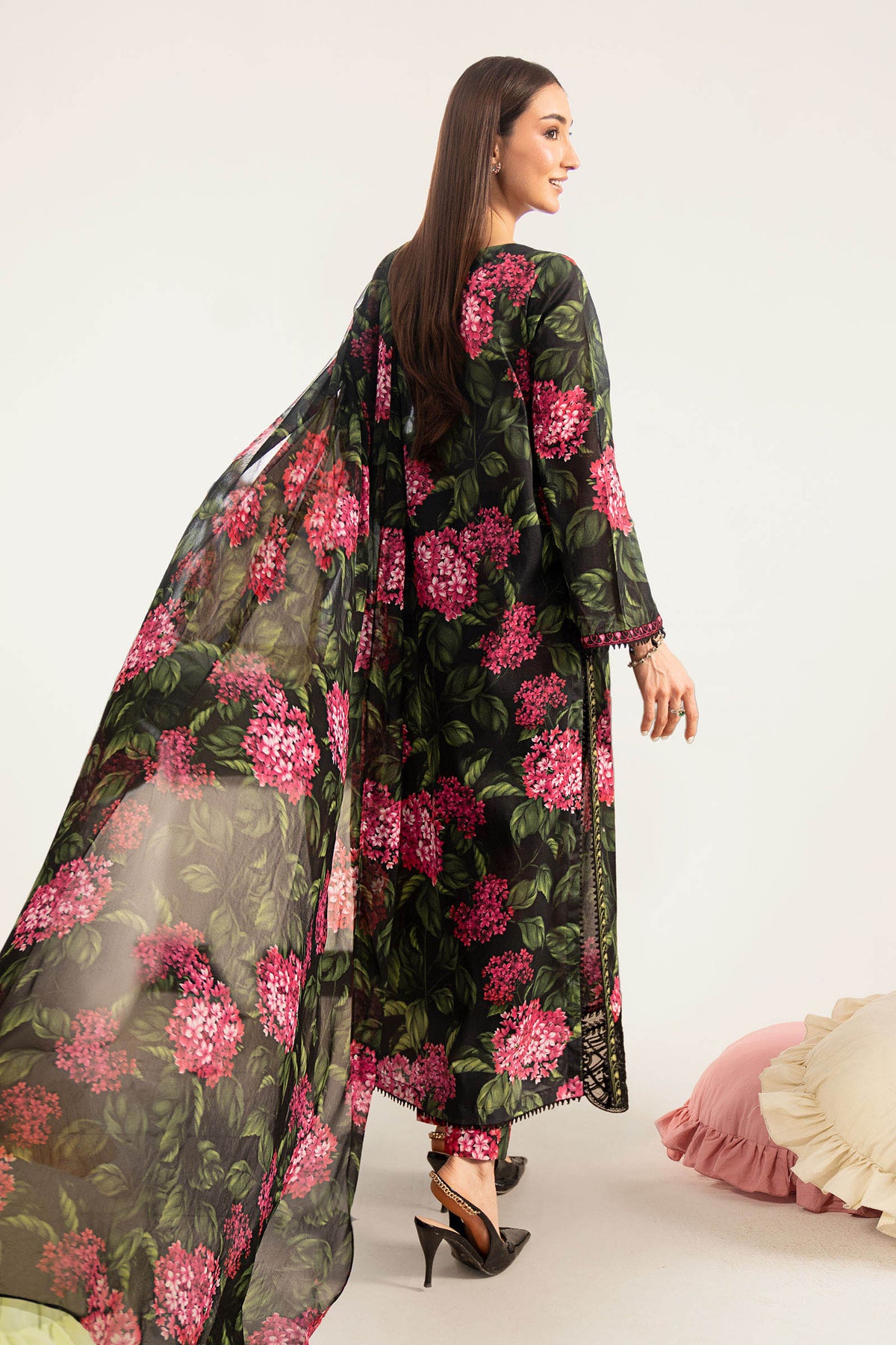 Maria B | Luxury Pret Pre Fall | DW-PF26-15-Black - by Libasekhas UK - Registered Vendor of : Maria B - 100% Original Designer Dress