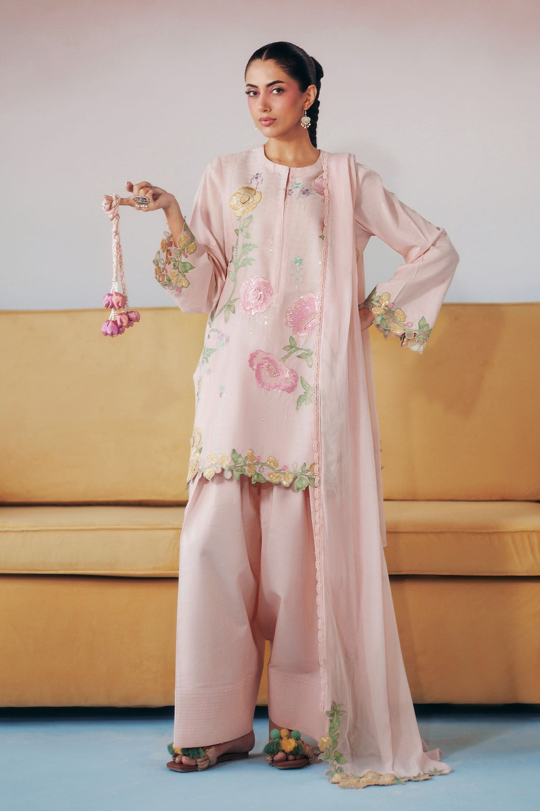 Maria B | Luxury Pret Pre Fall | DW-PF26-20-Light Pink - by Libasekhas UK - Registered Vendor of : Maria B - 100% Original Designer Dress