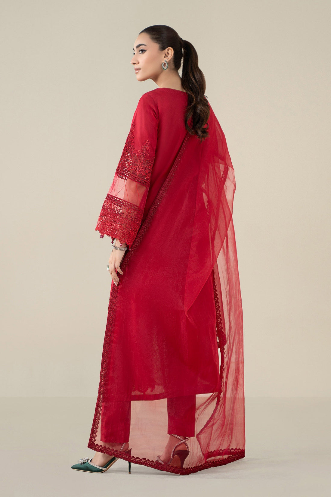 Maria B | Pre Fall Dresses | 3 Piece Embroidered Lawn Suit Red - by Libasekhas UK - Registered Vendor of : Maria B - 100% Original Designer Dress
