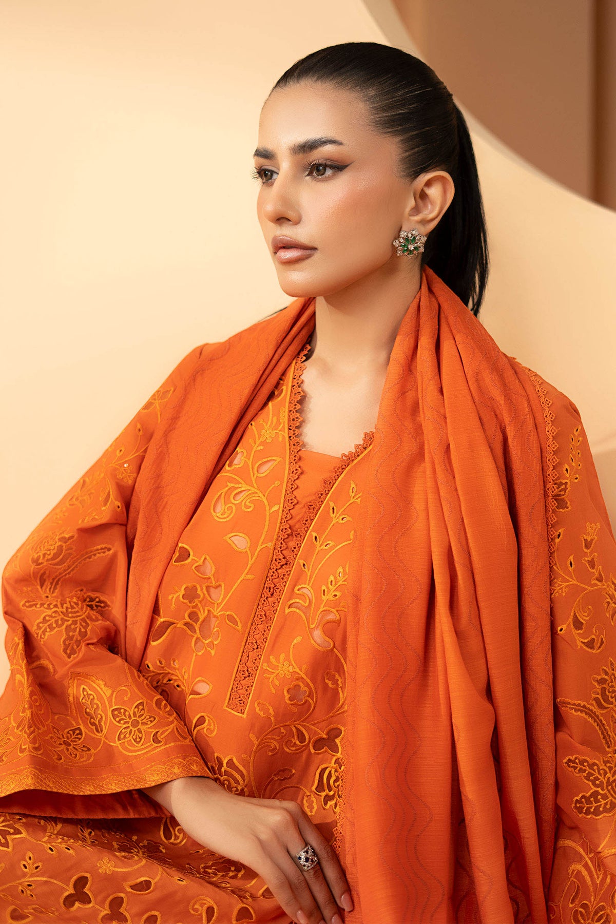 Maria B | Luxury Pret Pre Fall | DW-EF26-30-Orange - by Libasekhas UK - Registered Vendor of : Maria B - 100% Original Designer Dress