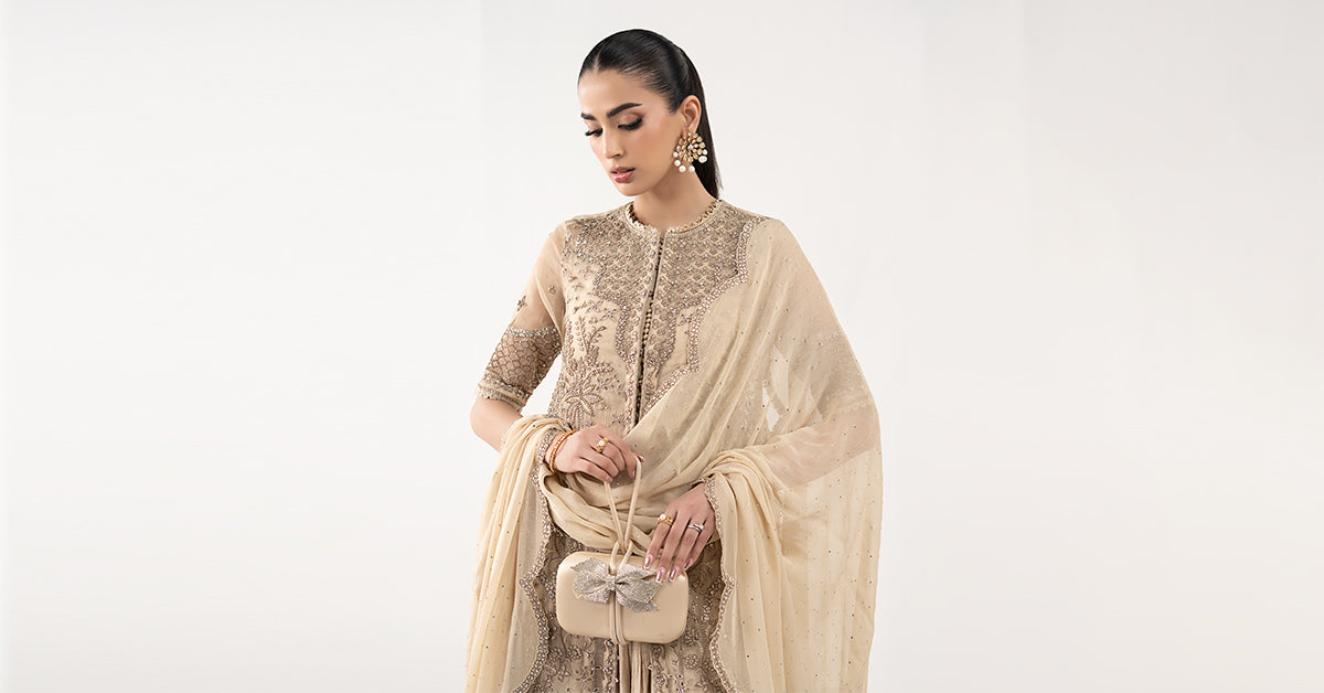 Maria B | Luxury Formals | SF-EF26-53-Coffee - by Libasekhas UK - Registered Vendor of : Maria B - 100% Original Designer Dress