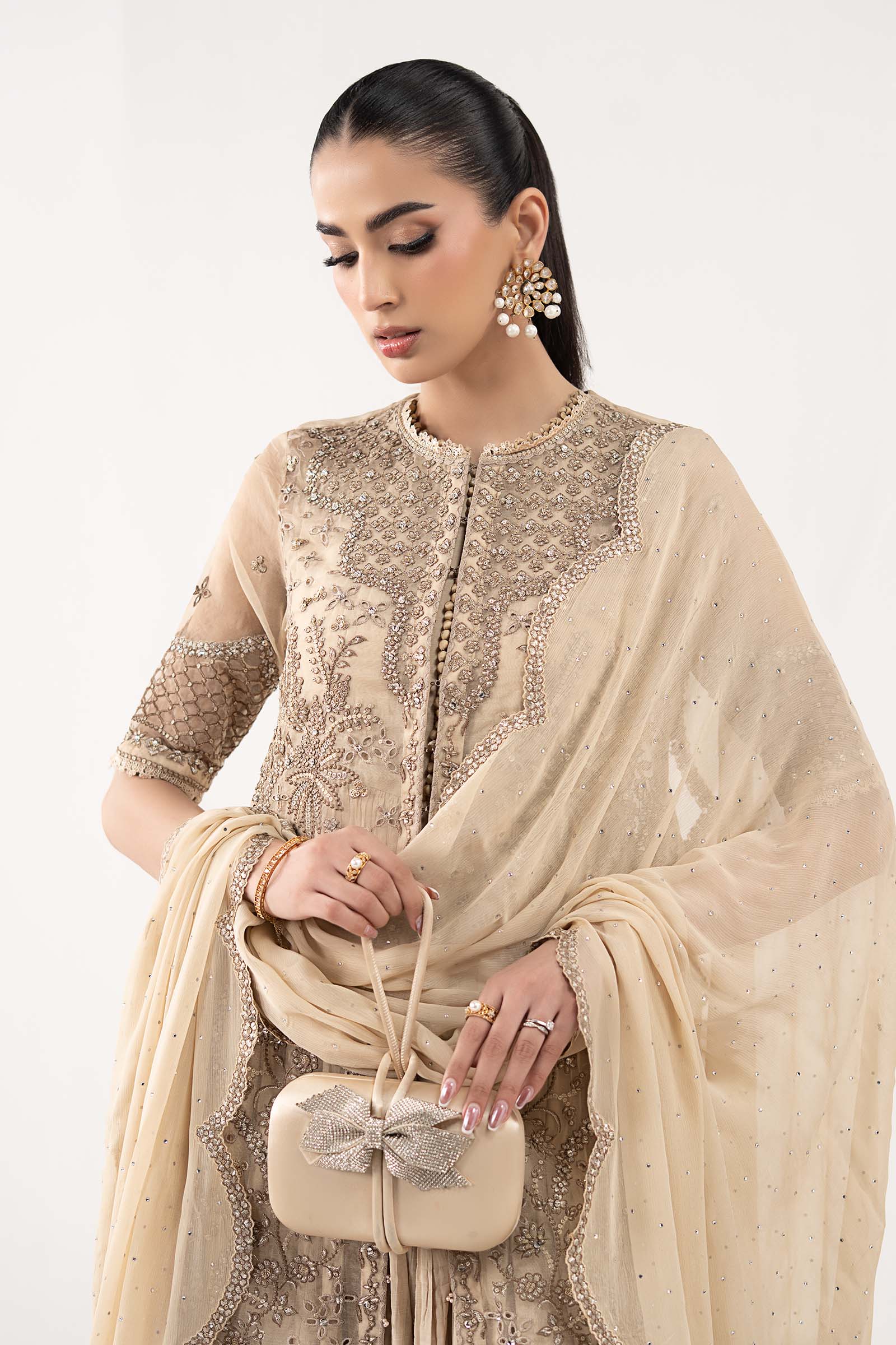 Maria B | Luxury Formals | SF-EF26-53-Coffee - by Libasekhas UK - Registered Vendor of : Maria B - 100% Original Designer Dress