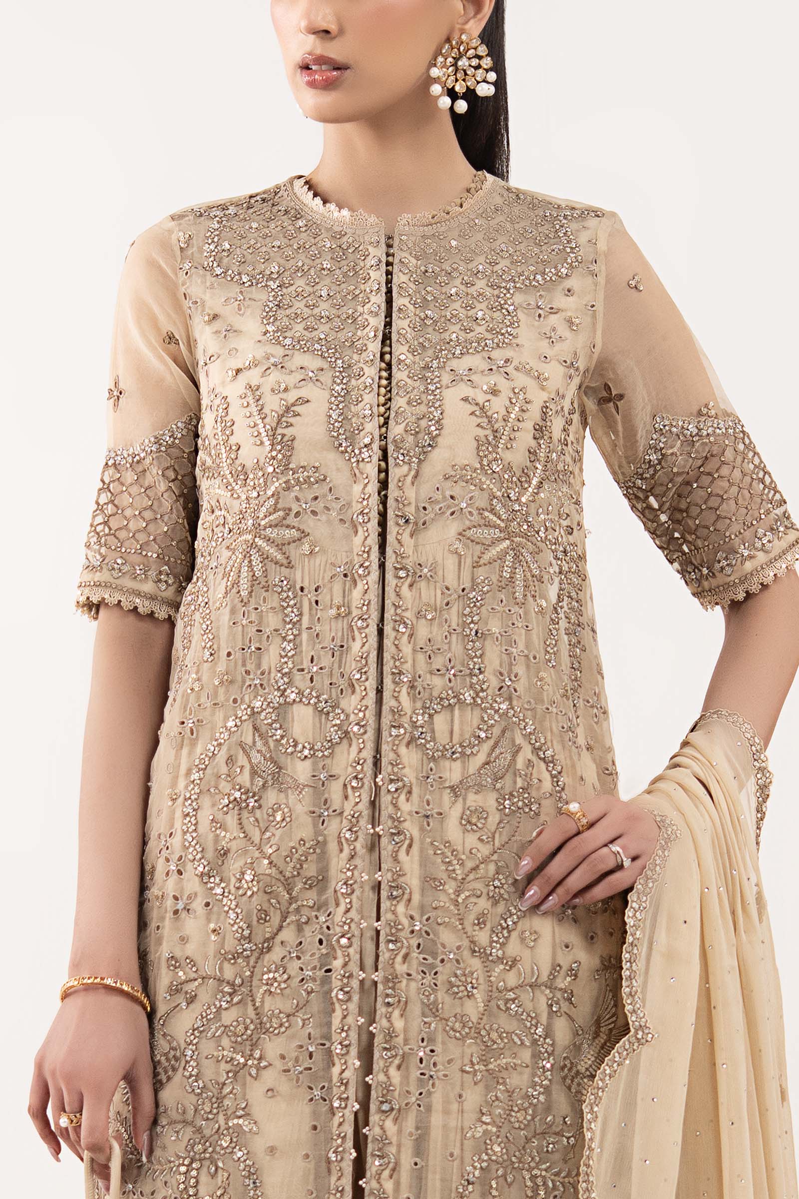 Maria B | Luxury Formals | SF-EF26-53-Coffee - by Libasekhas UK - Registered Vendor of : Maria B - 100% Original Designer Dress
