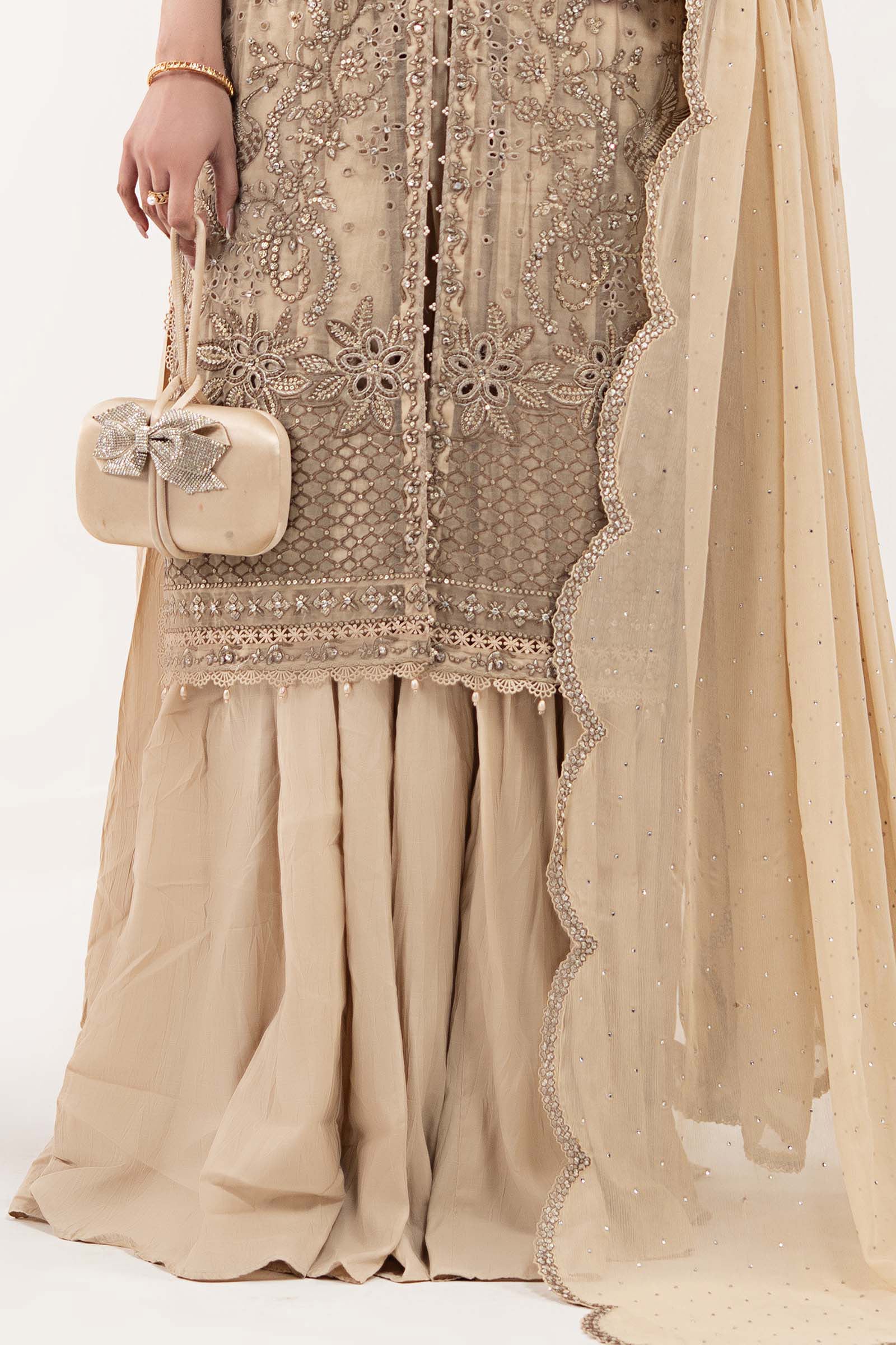 Maria B | Luxury Formals | SF-EF26-53-Coffee - by Libasekhas UK - Registered Vendor of : Maria B - 100% Original Designer Dress